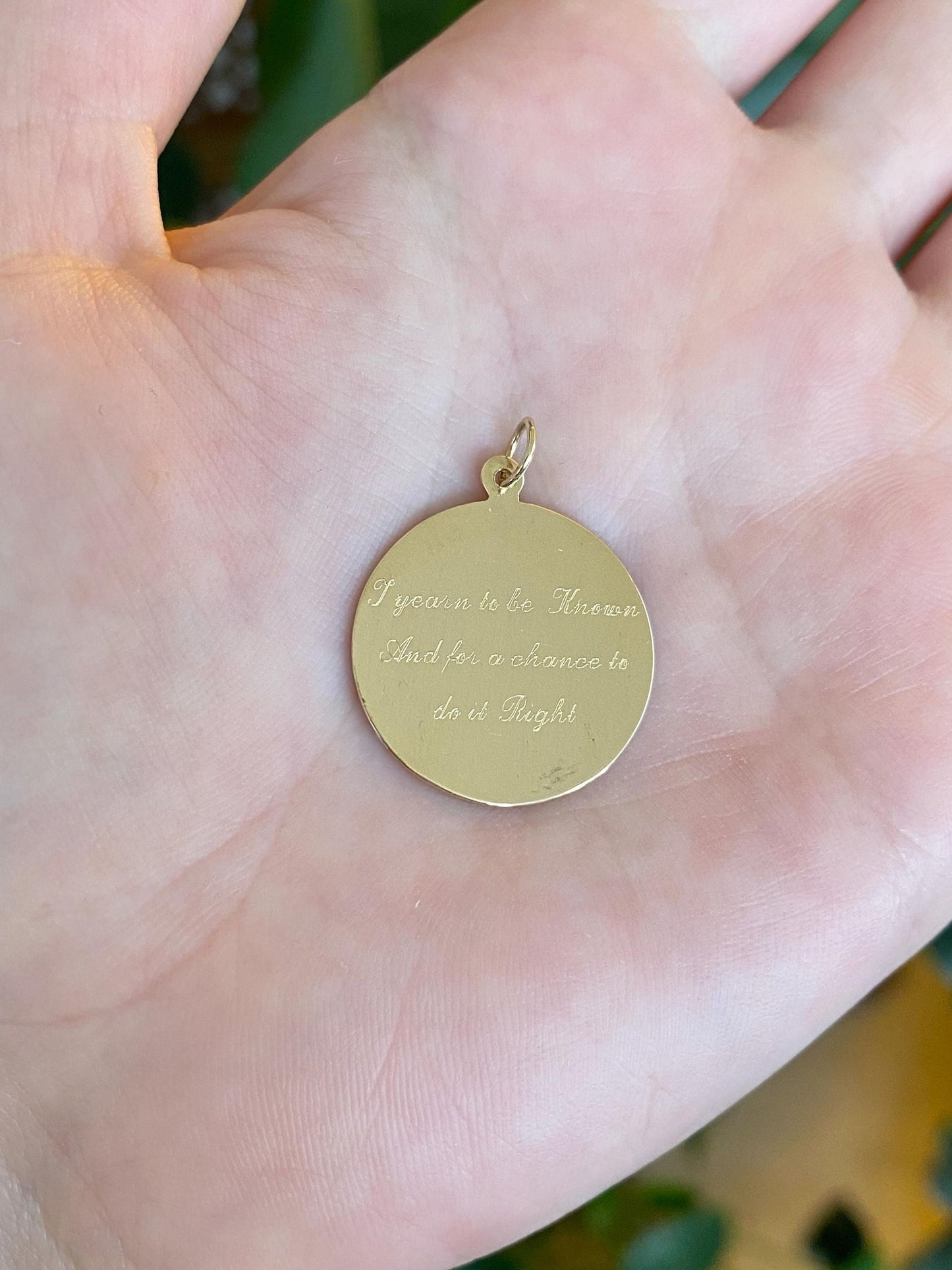 Vintage Solid 14k Yellow Gold Engraved Poem Charm