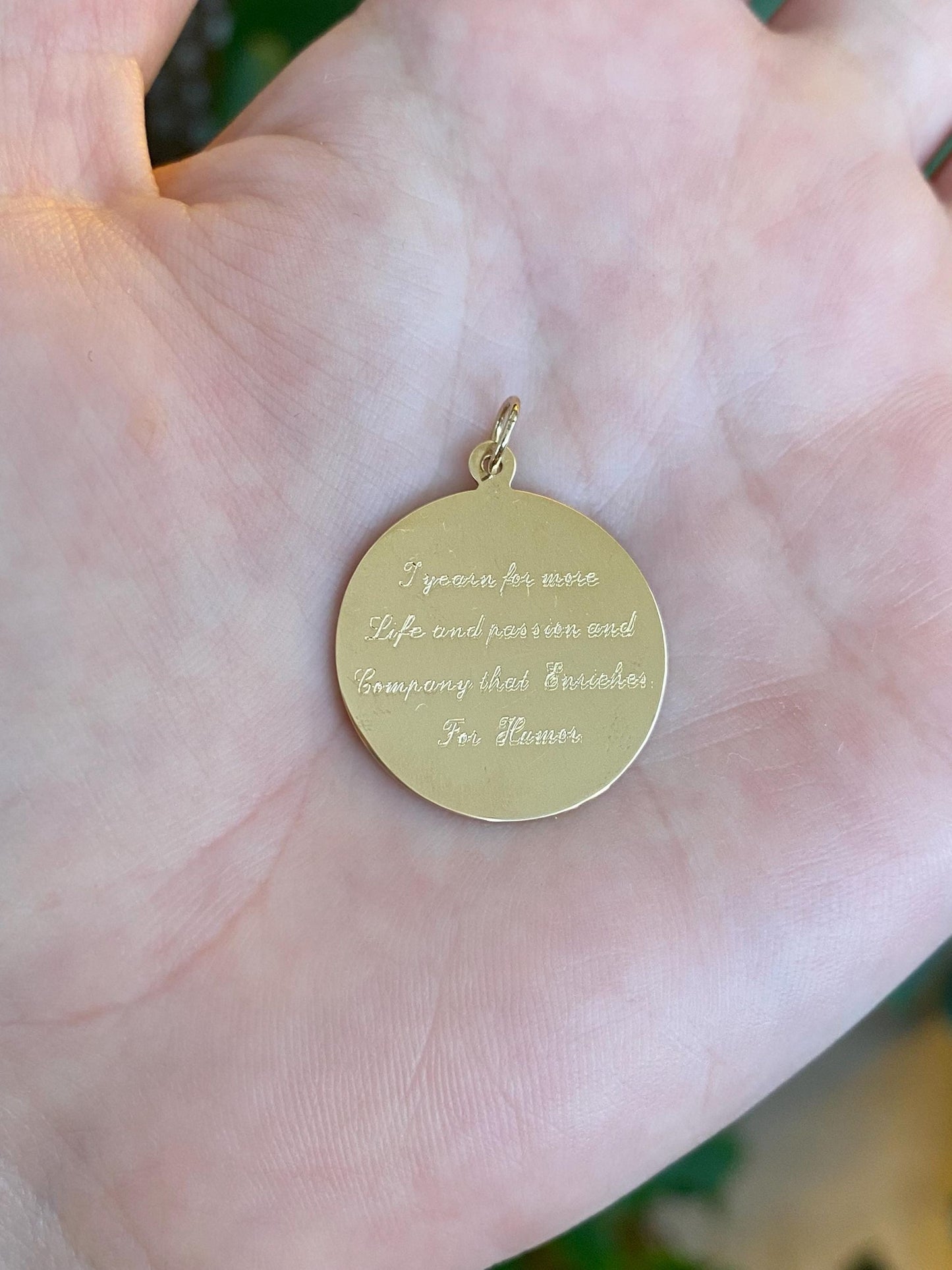 Vintage Solid 14k Yellow Gold Engraved Poem Charm