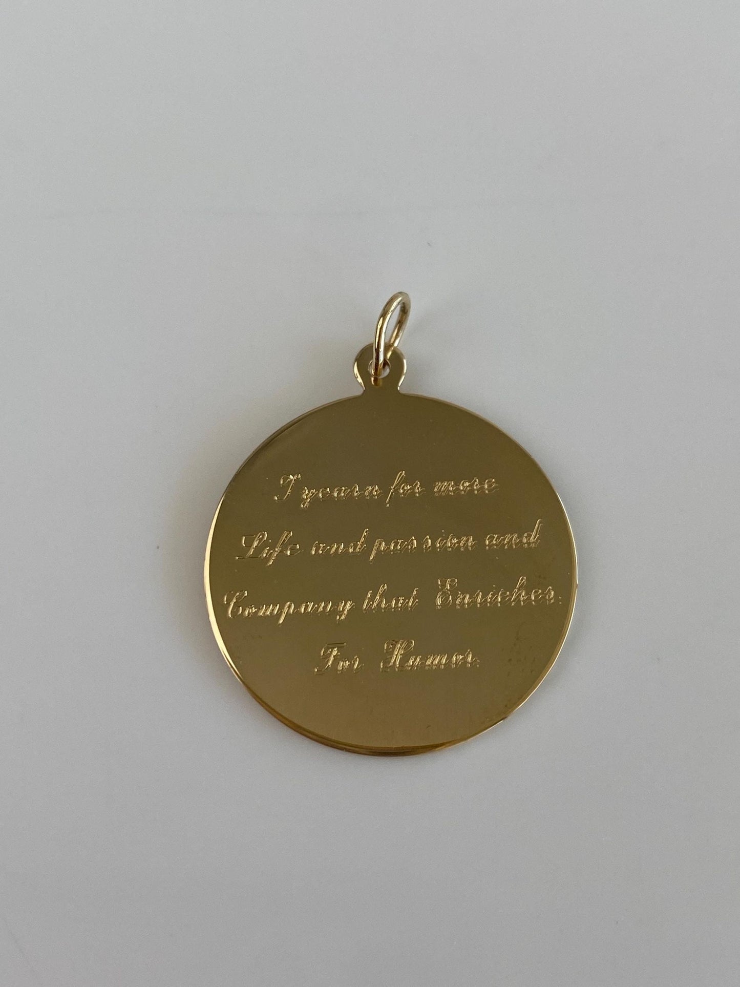 Vintage Solid 14k Yellow Gold Engraved Poem Charm