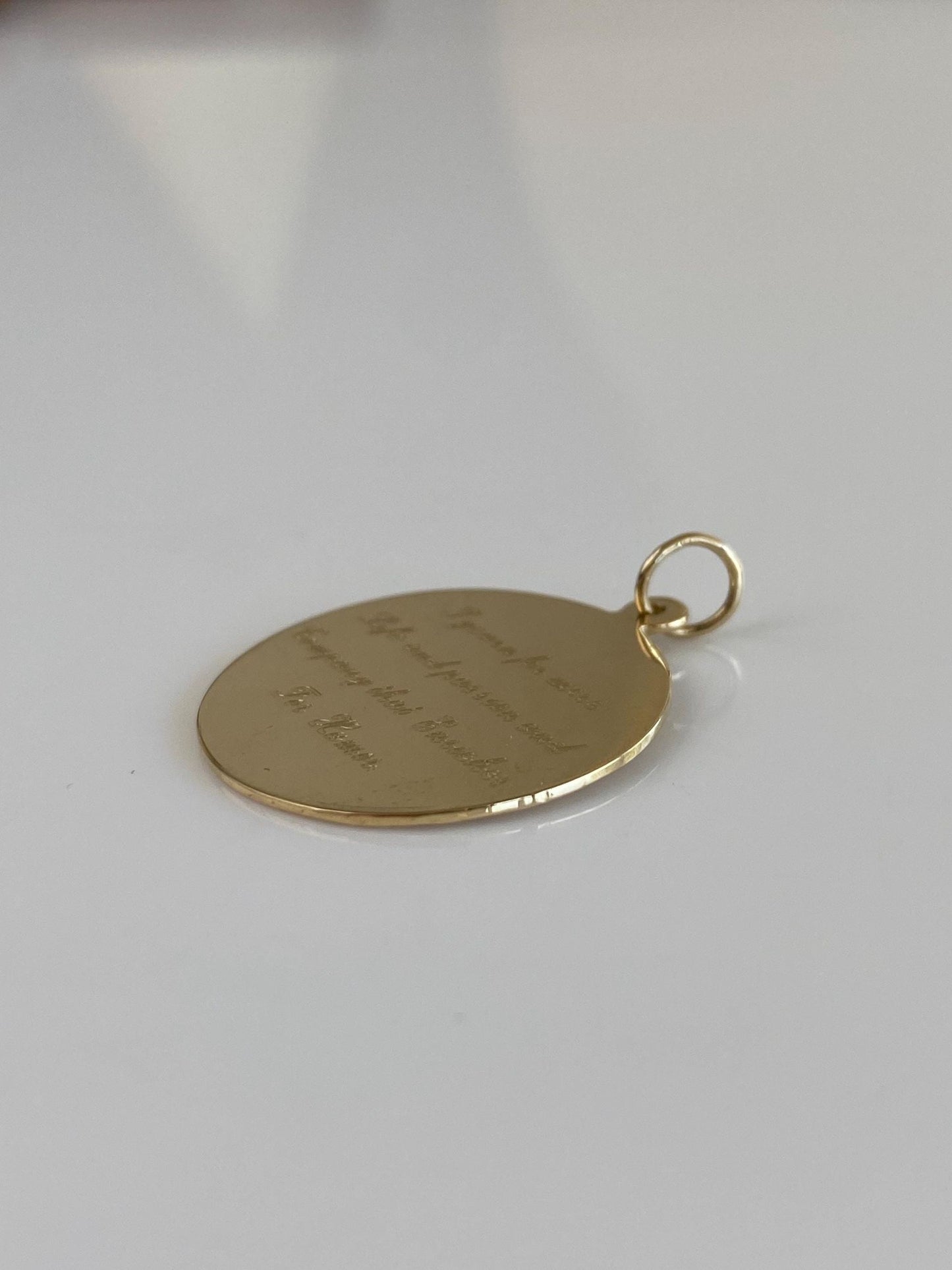 Vintage Solid 14k Yellow Gold Engraved Poem Charm
