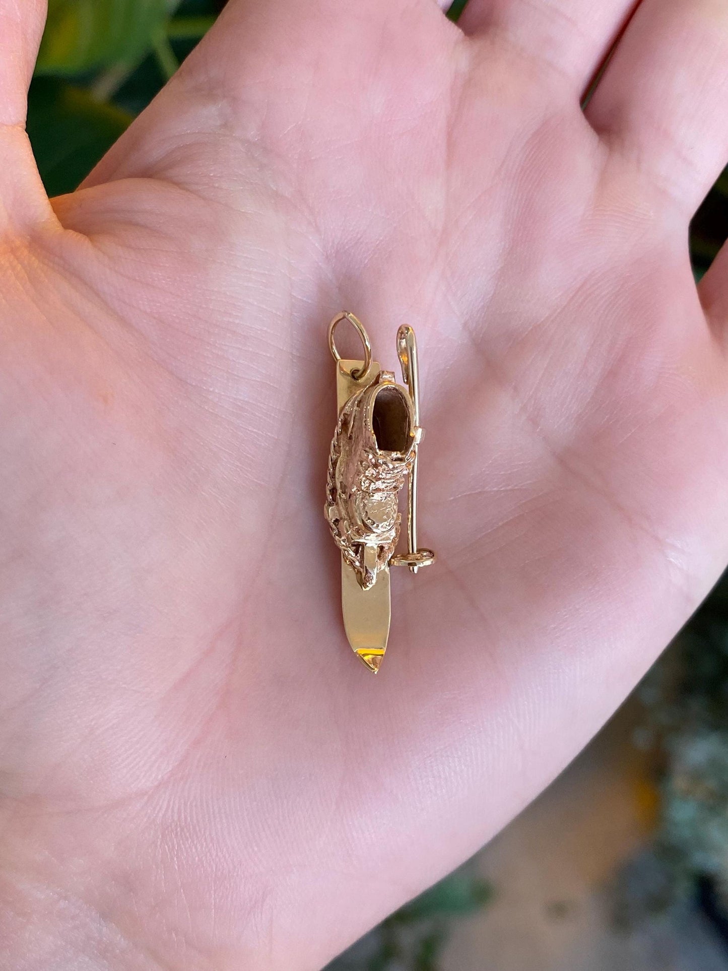Vintage Solid 14k Yellow Gold Ski Boot Charm