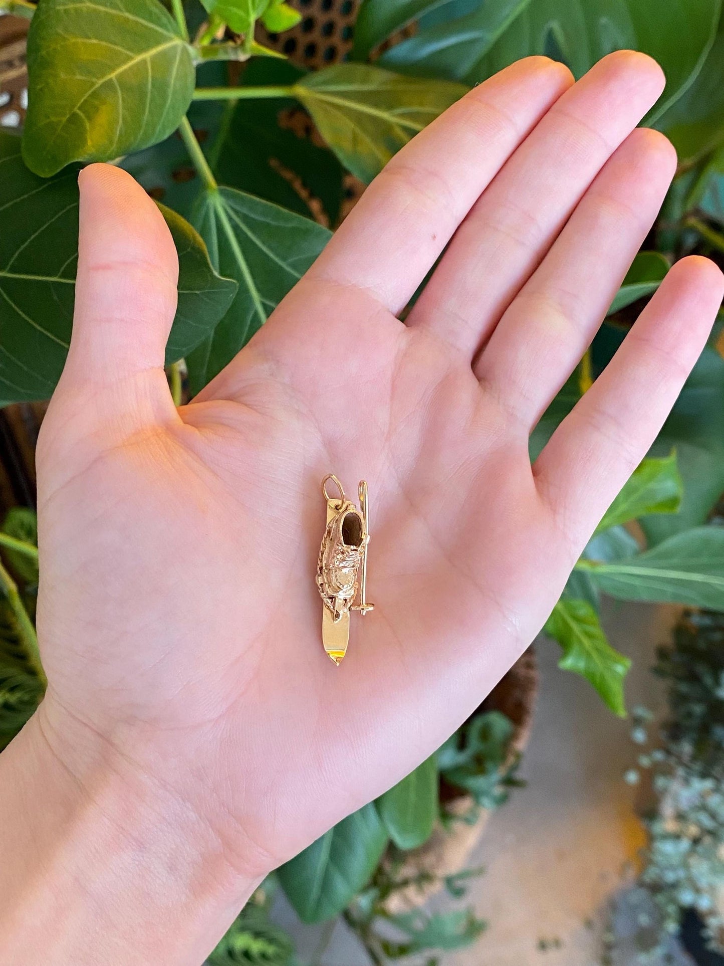 Vintage Solid 14k Yellow Gold Ski Boot Charm