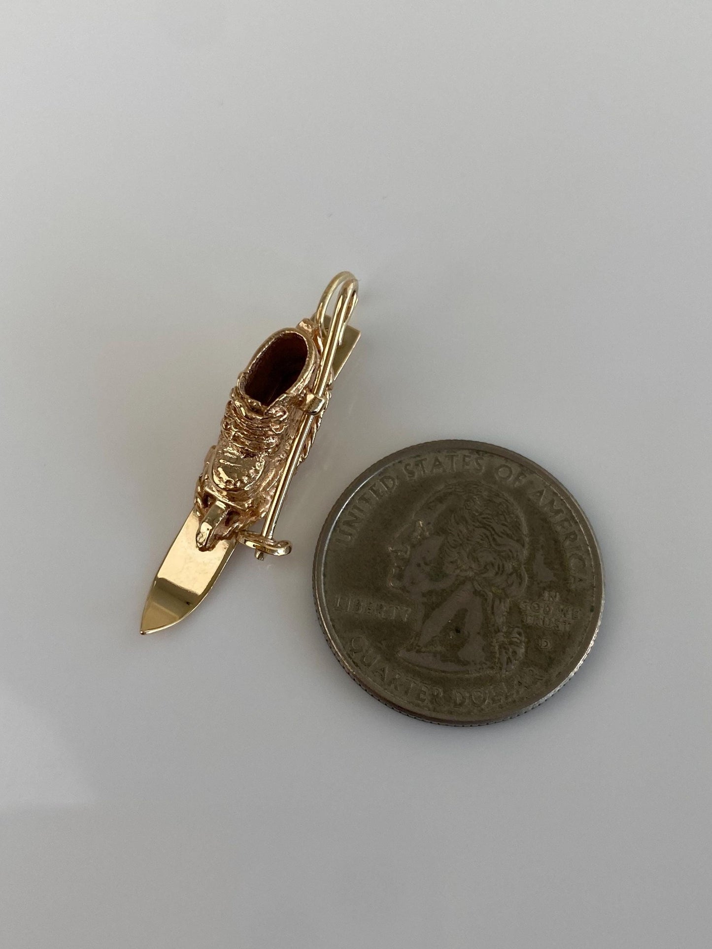 Vintage Solid 14k Yellow Gold Ski Boot Charm