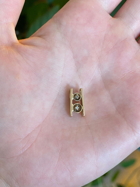 Vintage Solid 14k Yellow Gold Diamonds Slide Charm
