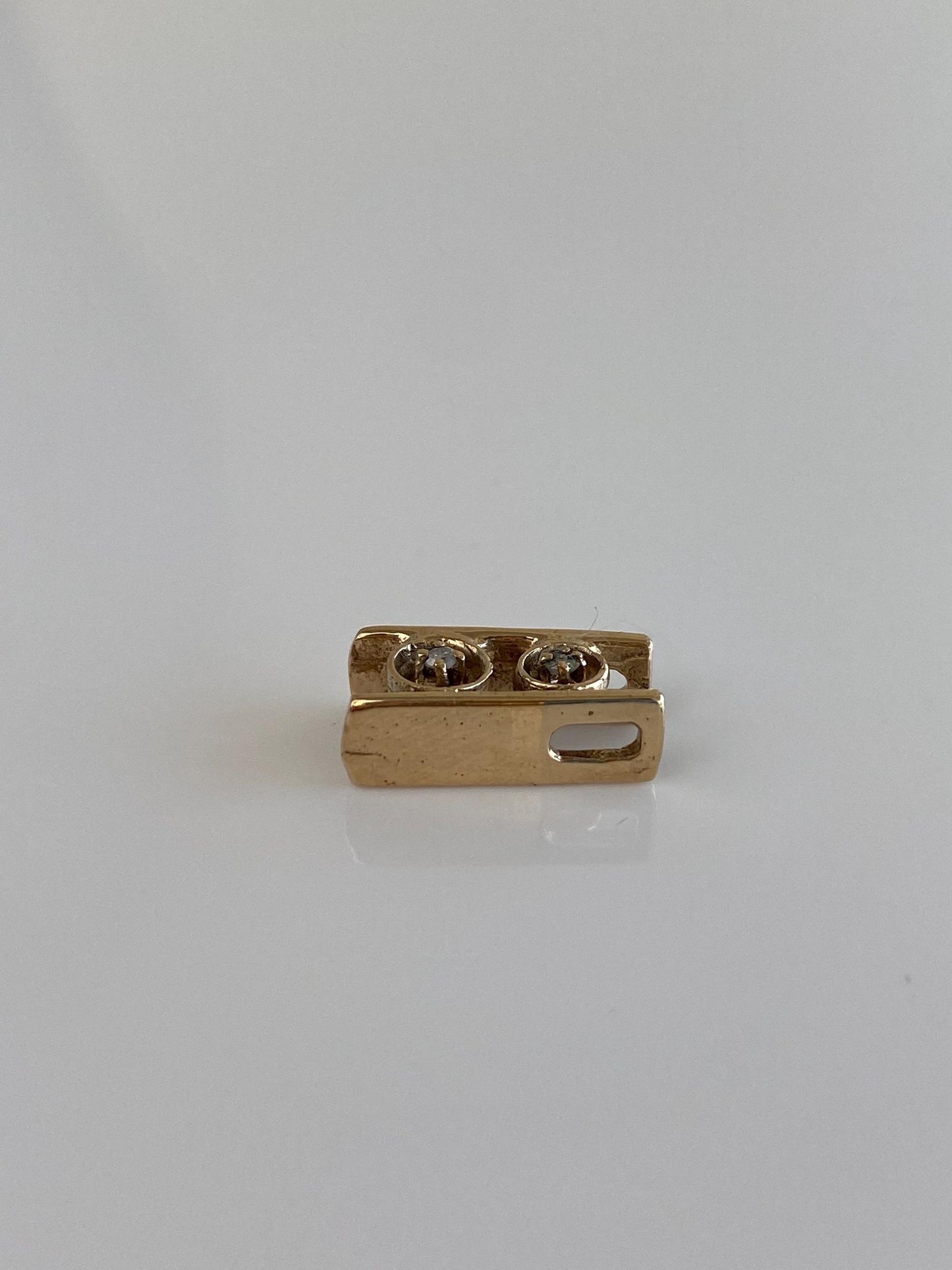 Vintage Solid 14k Yellow Gold Diamonds Slide Charm