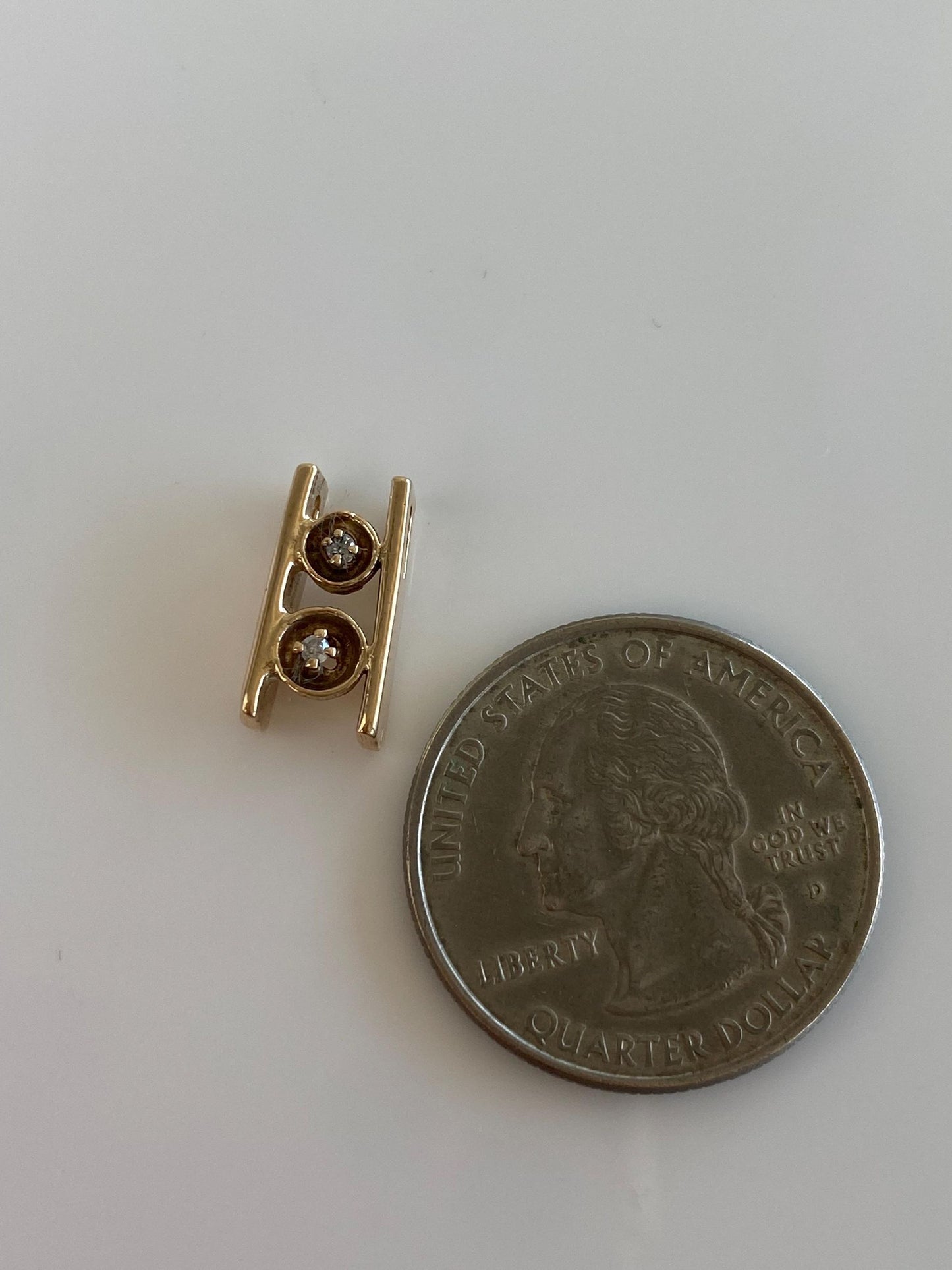 Vintage Solid 14k Yellow Gold Diamonds Slide Charm