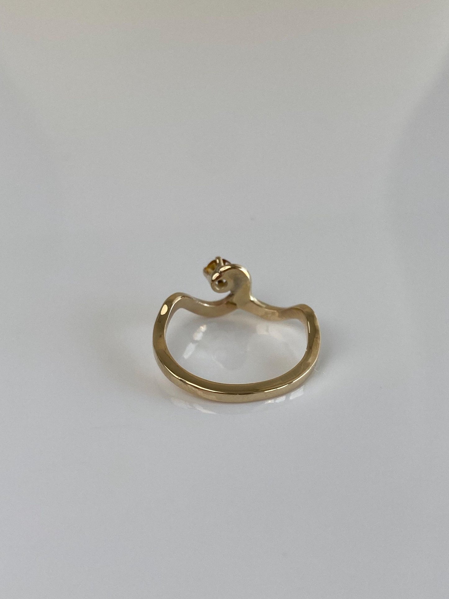 Vintage Solid 14k Yellow Gold Citrine Ring - Size 4.75