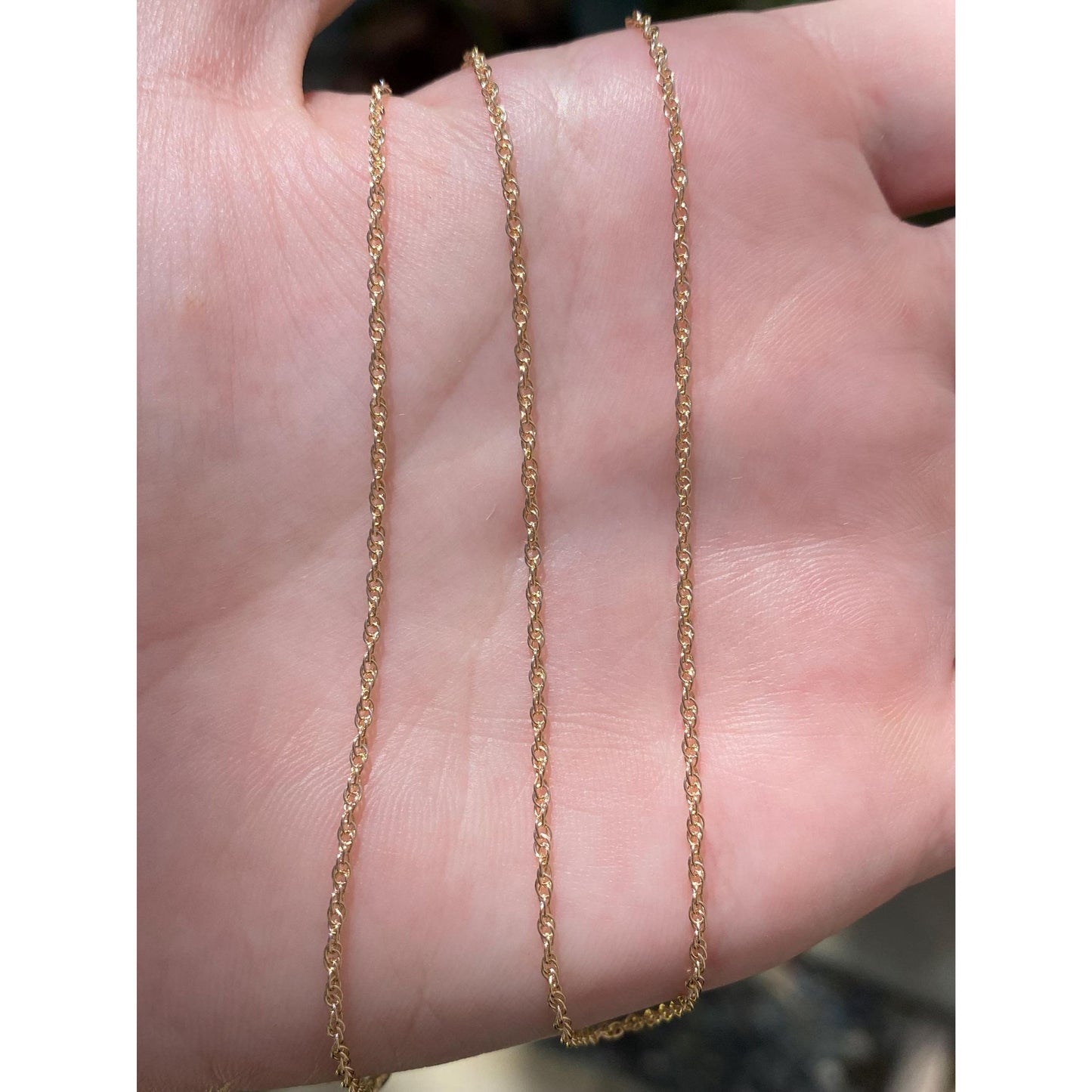 Vintage Solid 14k Yellow Gold Dainty Chain Necklace - 18 inches