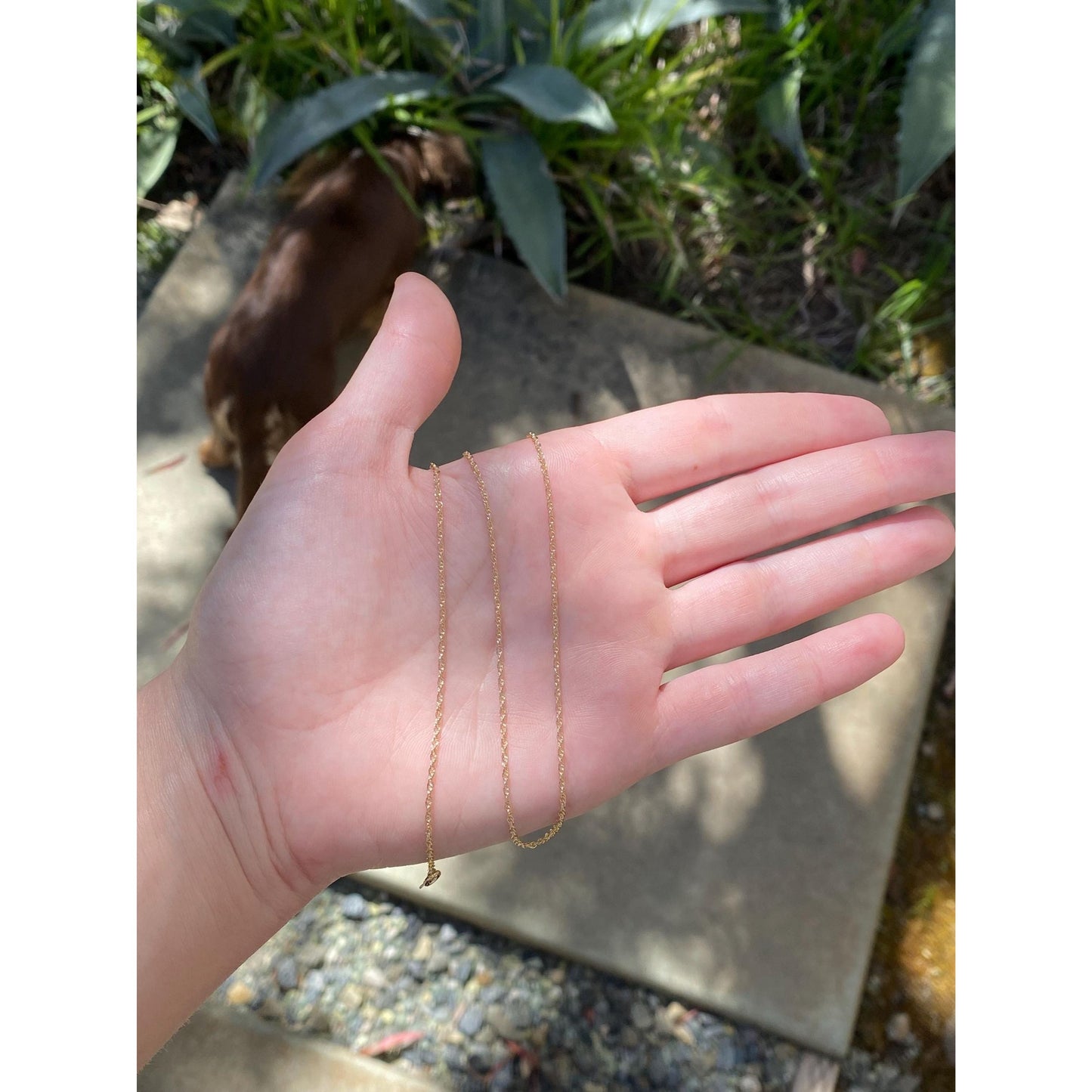 Vintage Solid 14k Yellow Gold Dainty Chain Necklace - 18 inches