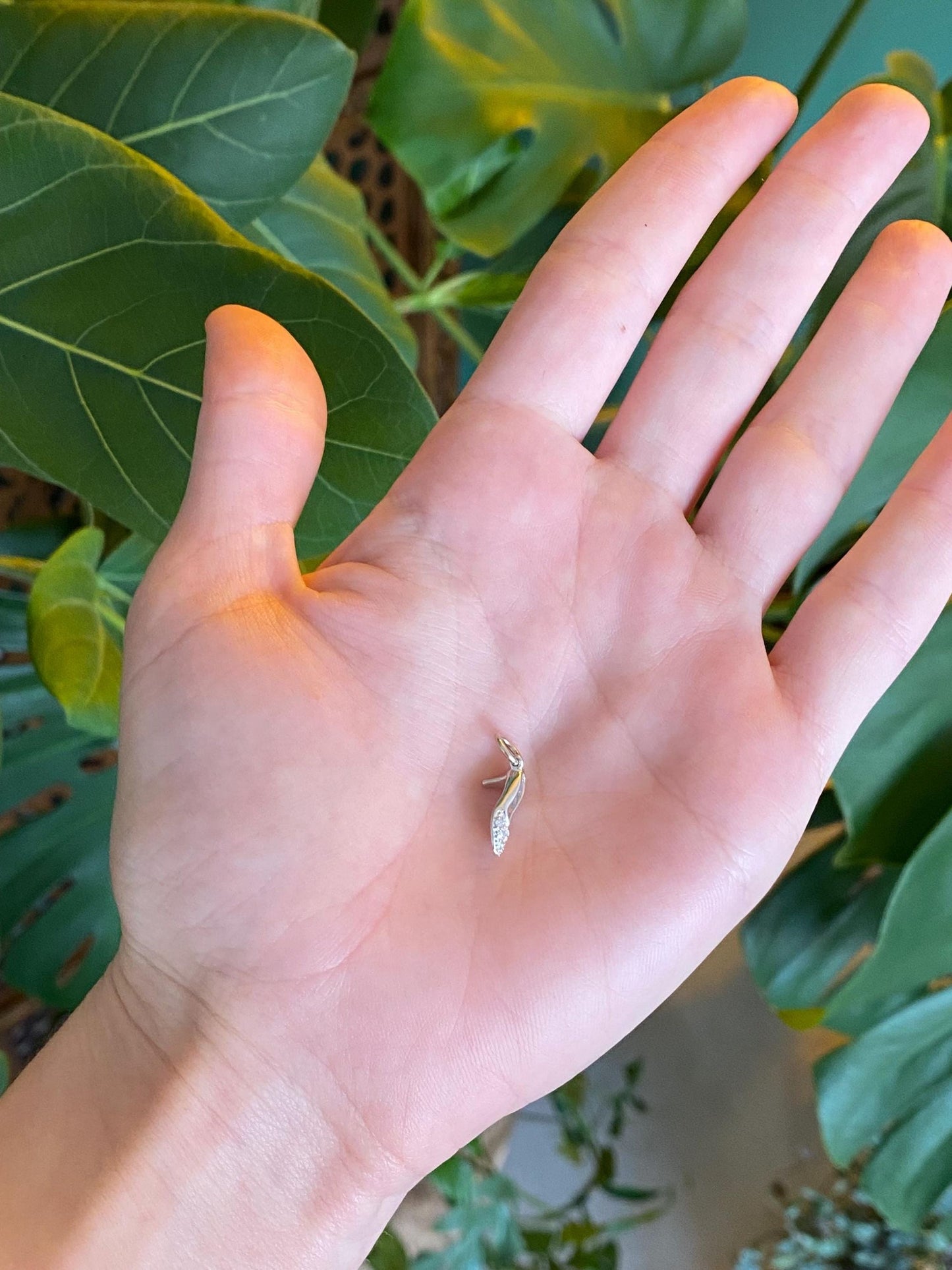 Vintage Solid 14k White Gold Diamond High Heel Charm
