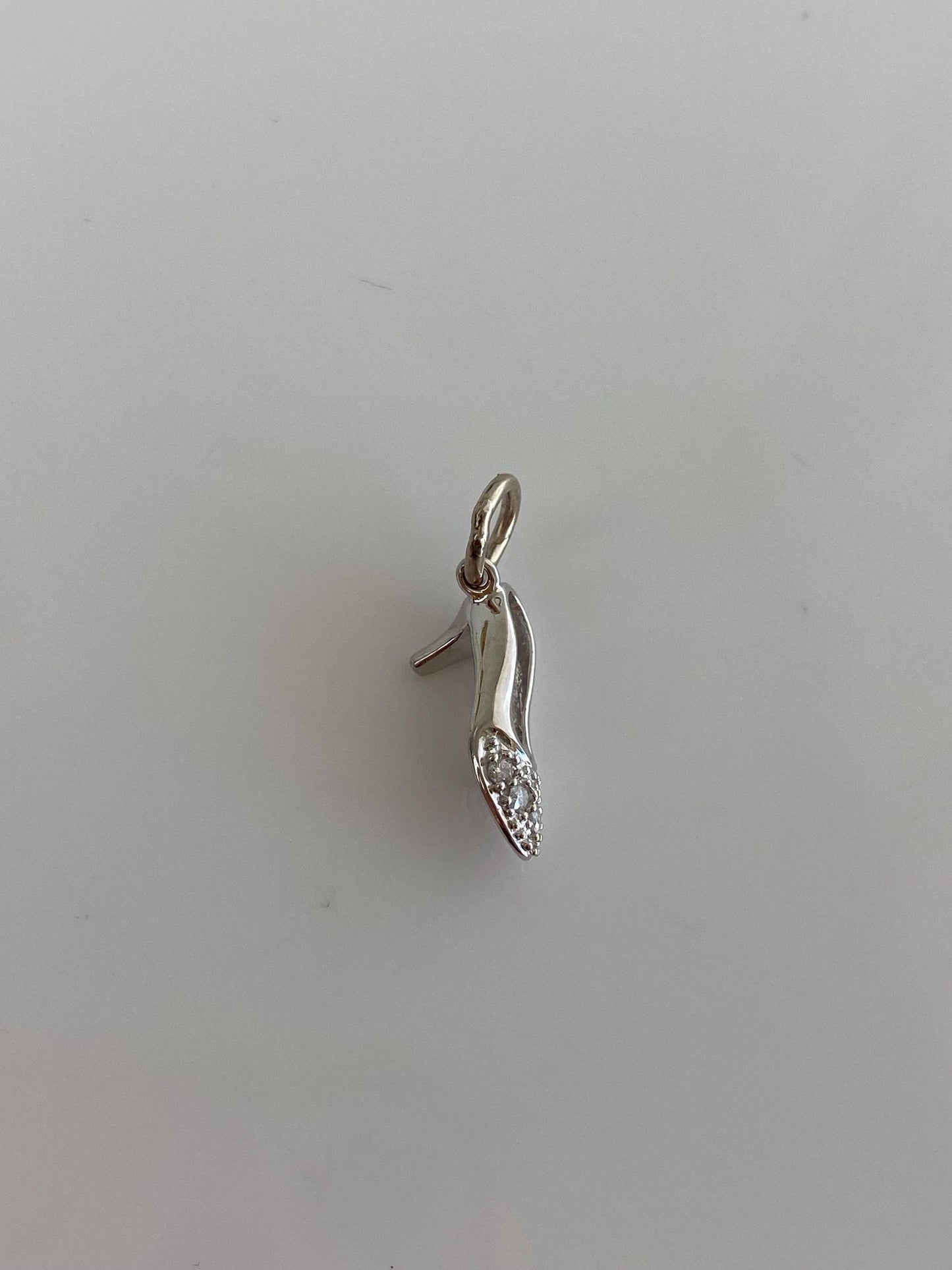 Vintage Solid 14k White Gold Diamond High Heel Charm