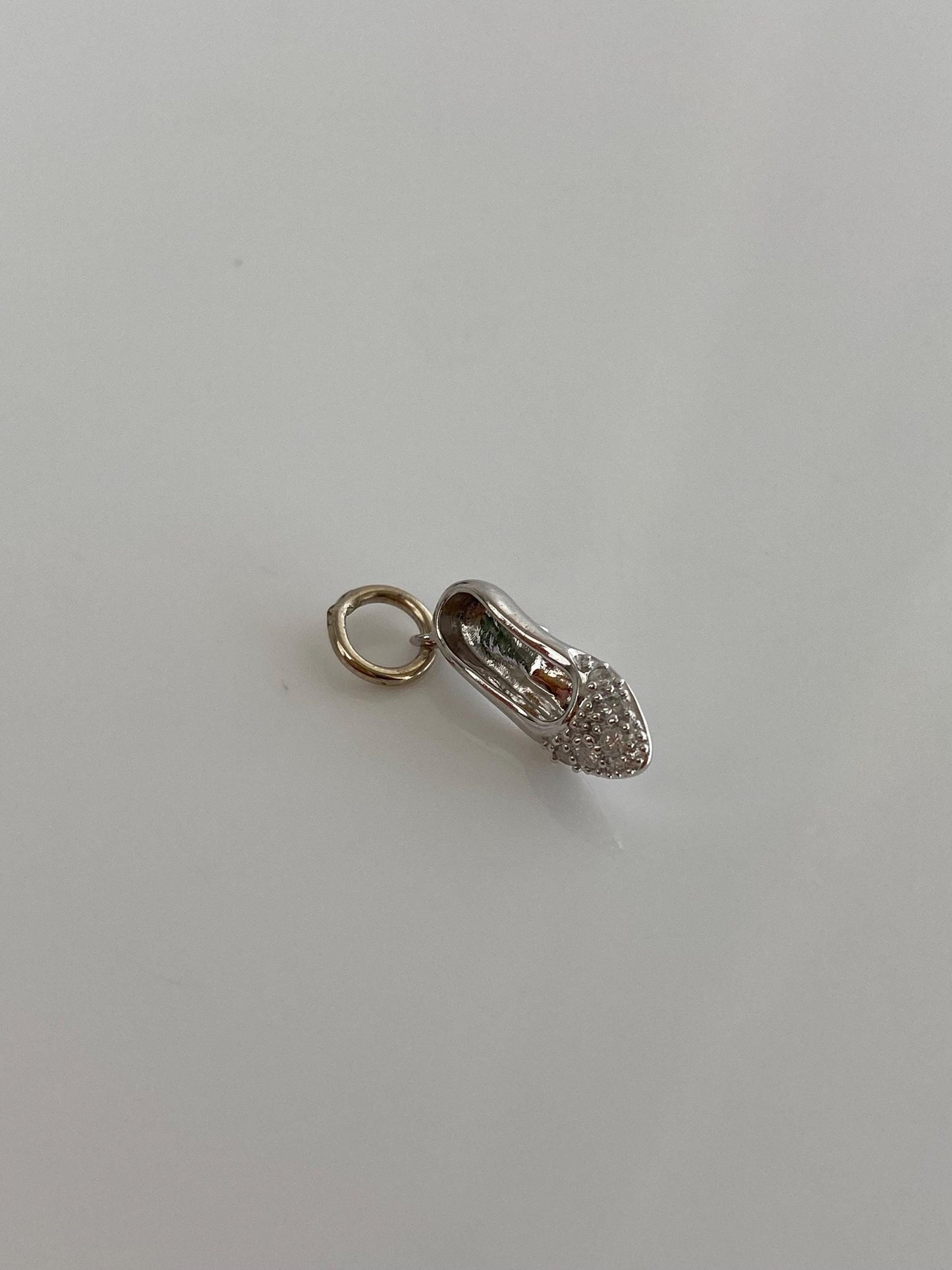 Vintage Solid 14k White Gold Diamond High Heel Charm