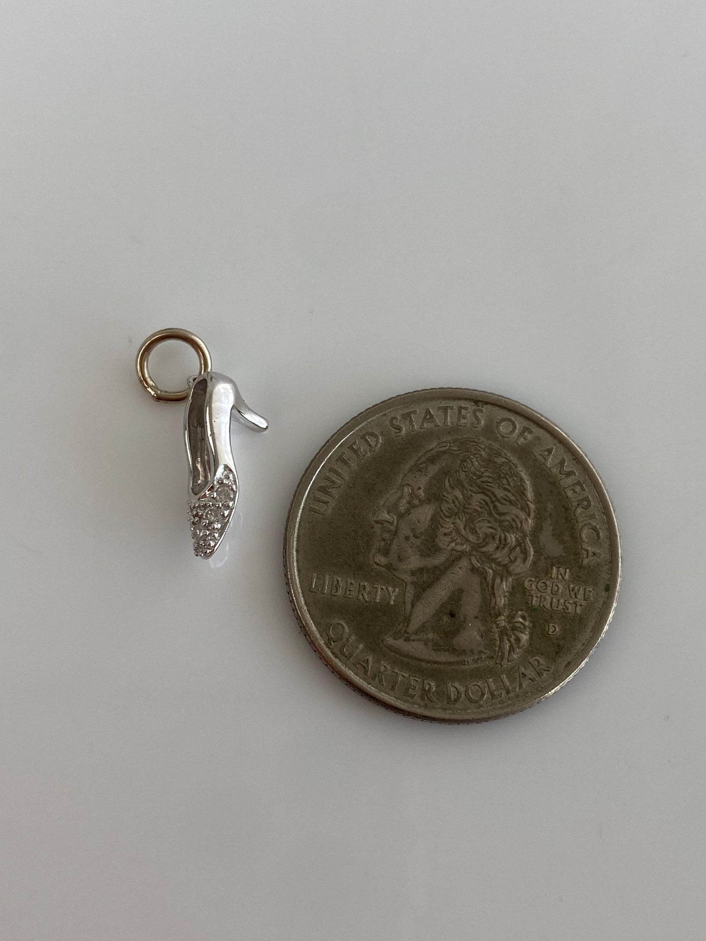 Vintage Solid 14k White Gold Diamond High Heel Charm