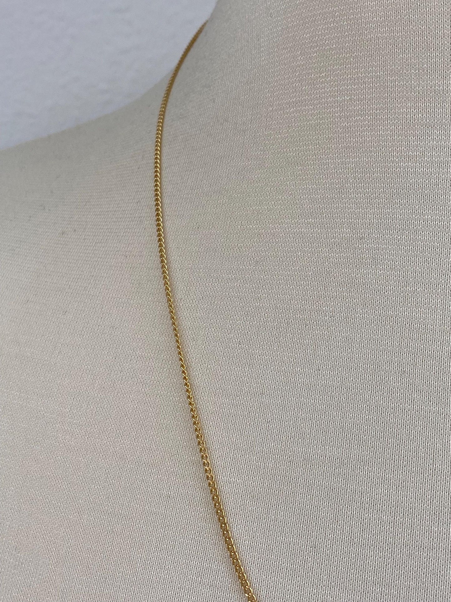 Vintage Solid 18k Yellow Gold Long Curb Chain Necklace - 22 inches