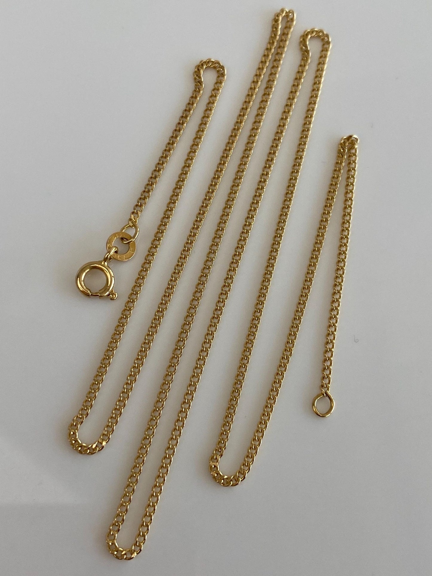 Vintage Solid 18k Yellow Gold Long Curb Chain Necklace - 22 inches
