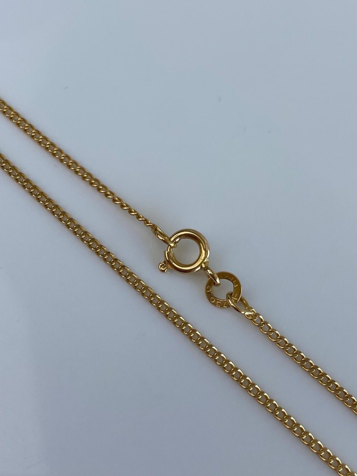 Vintage Solid 18k Yellow Gold Long Curb Chain Necklace - 22 inches