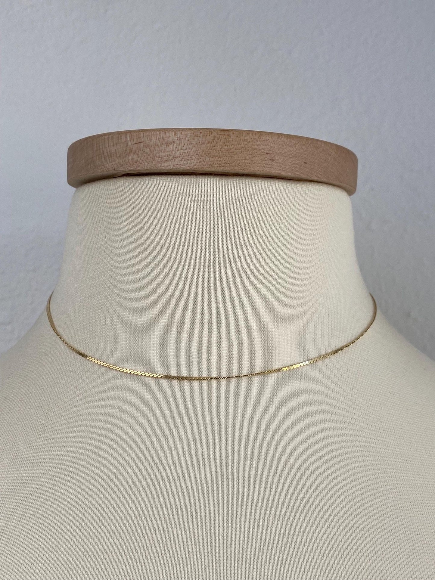Vintage Solid 14k Yellow Gold Serpentine Chain Necklace - 15.25 inches