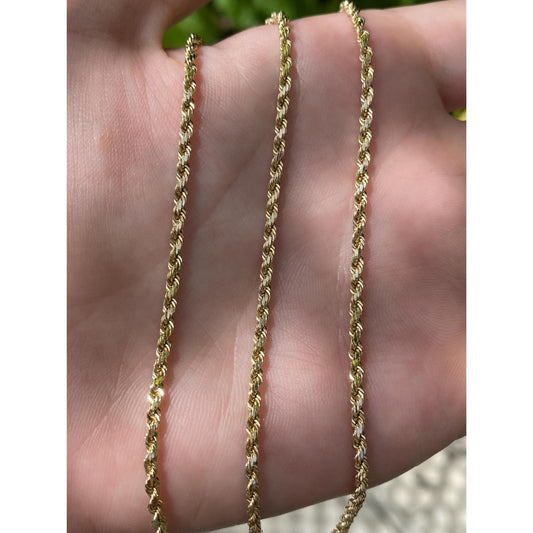 Vintage Solid 14k Yellow Gold Rope Chain Necklace - 15.75 inches