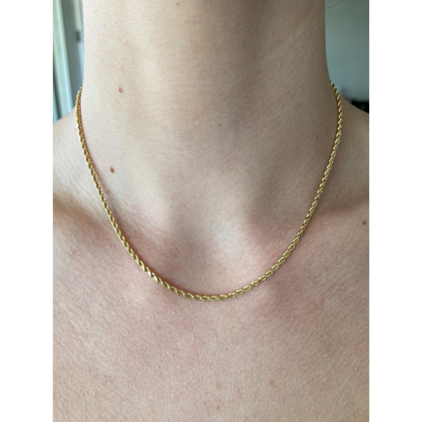 Vintage Solid 14k Yellow Gold Rope Chain Necklace - 15.75 inches