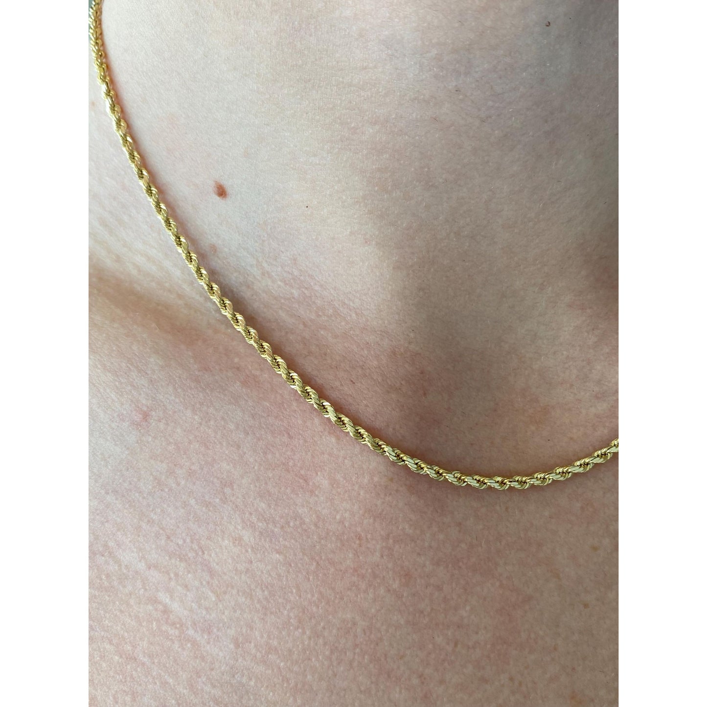 Vintage Solid 14k Yellow Gold Rope Chain Necklace - 15.75 inches