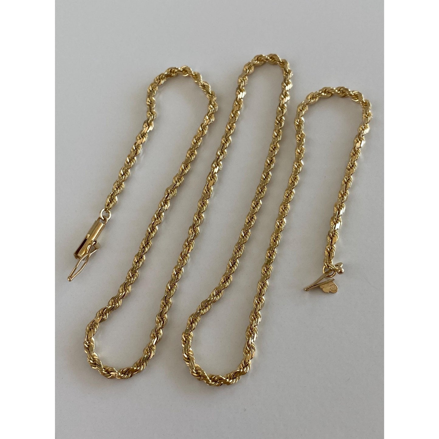 Vintage Solid 14k Yellow Gold Rope Chain Necklace - 15.75 inches