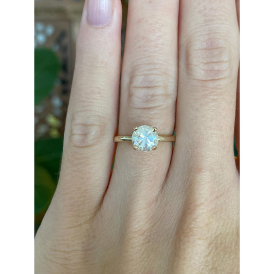 Vintage Solid 14k Yellow Gold Aura Quartz Ring - Size 4.75