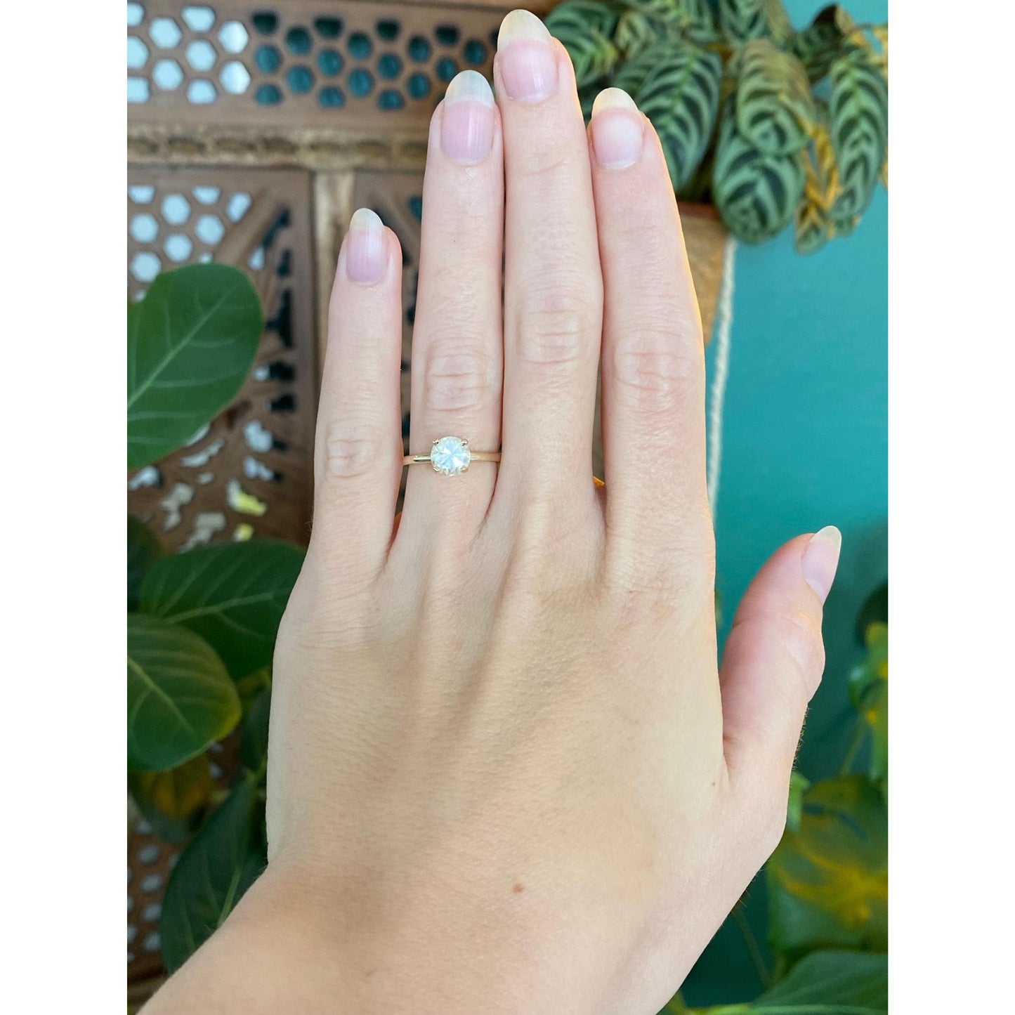 Vintage Solid 14k Yellow Gold Aura Quartz Ring - Size 4.75