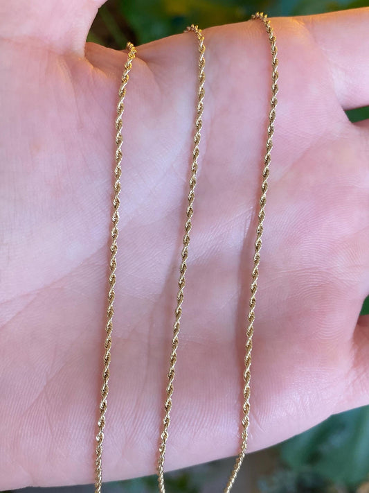 Vintage Solid 14k Yellow Gold Long Dainty Chain Necklace - 27 inches