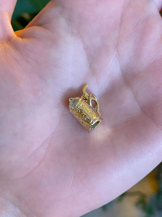 Vintage 14k Yellow Gold Articulated Beer Stein Charm