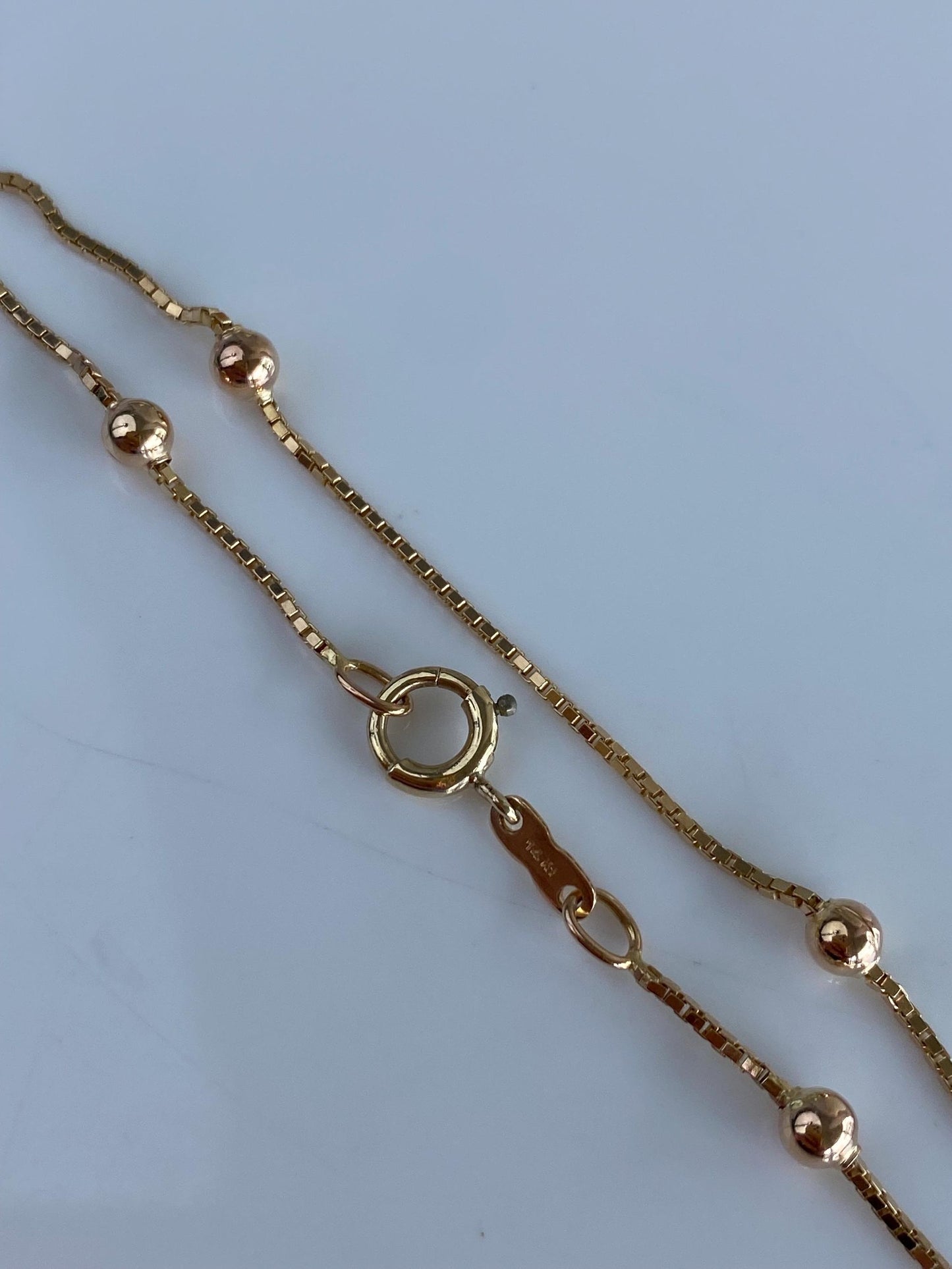 Vintage Solid 14k Yellow Gold Ball Box Chain Bracelet - 7 inches