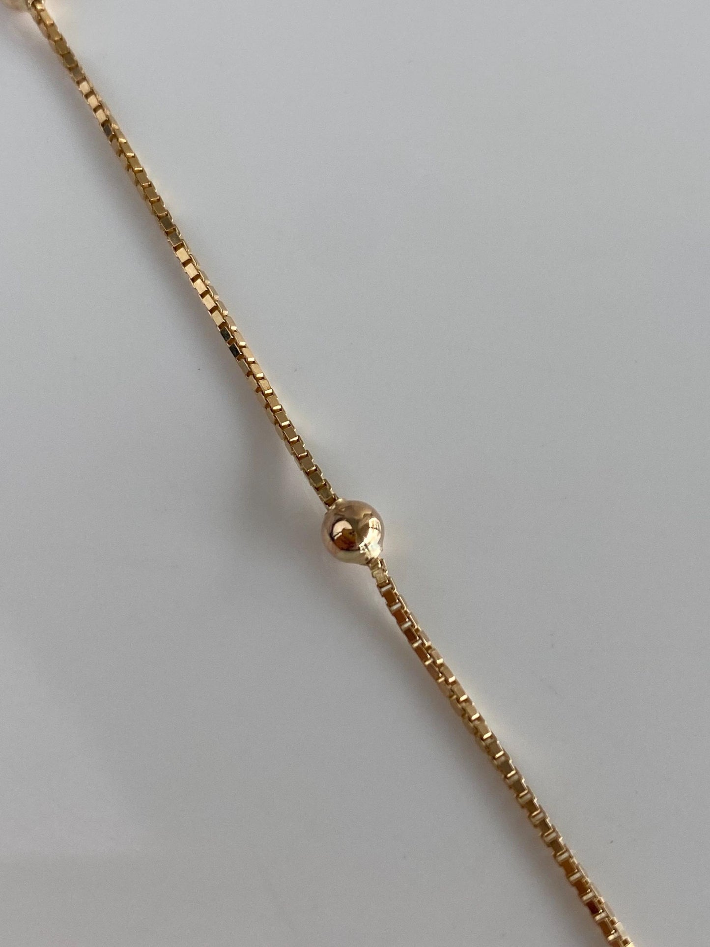 Vintage Solid 14k Yellow Gold Ball Box Chain Bracelet - 7 inches