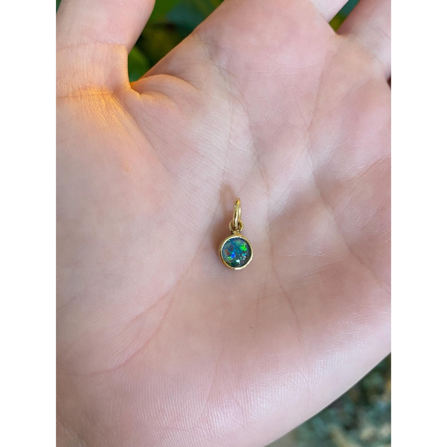 Vintage Solid 18k Yellow Gold Opal Charm