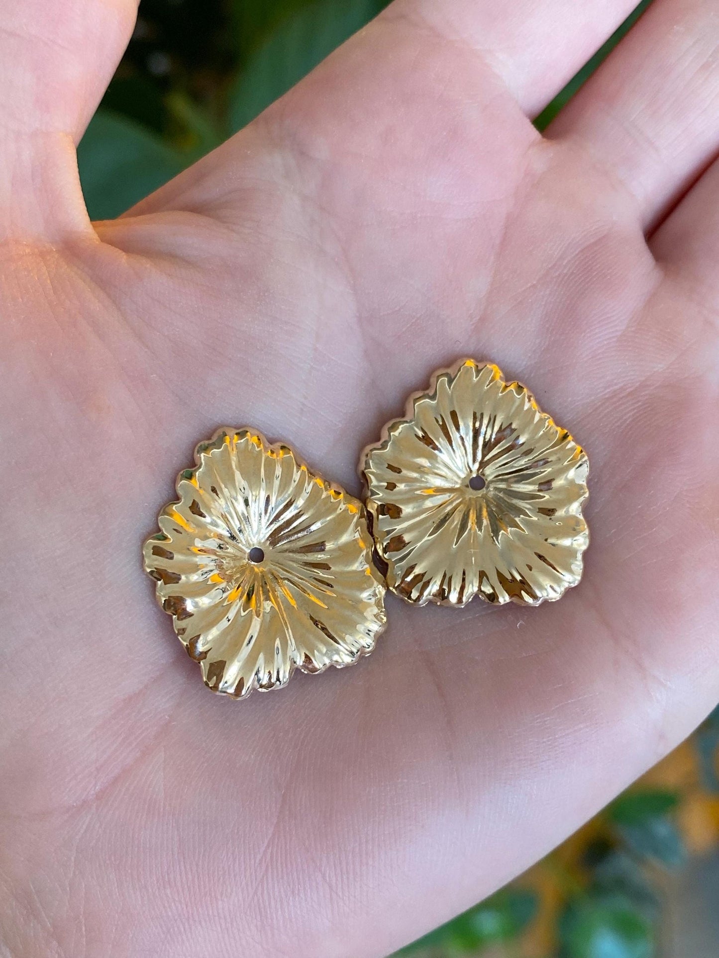 Vintage Solid 14k Yellow Gold Flower Earring Jackets