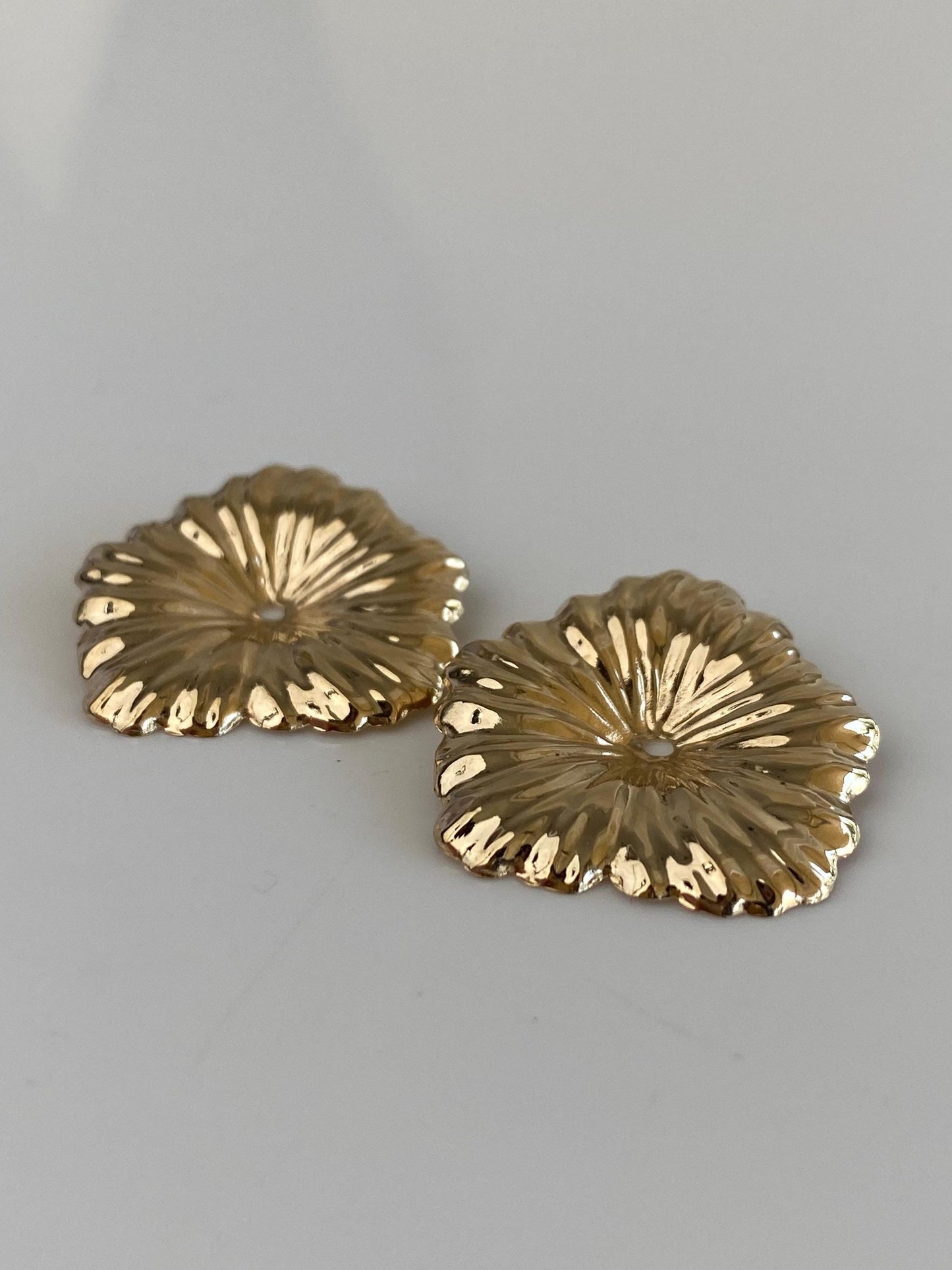 Vintage Solid 14k Yellow Gold Flower Earring Jackets