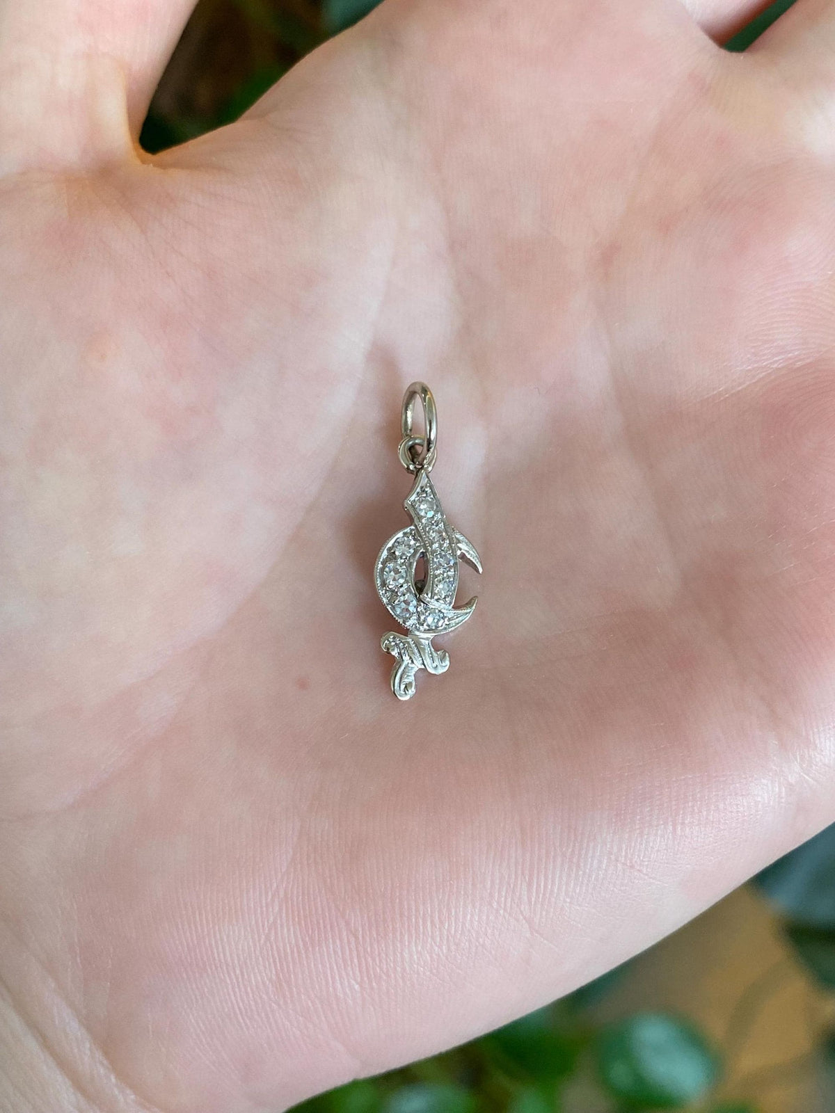 Vintage Solid 14k White Gold Diamonds Freemason Charm