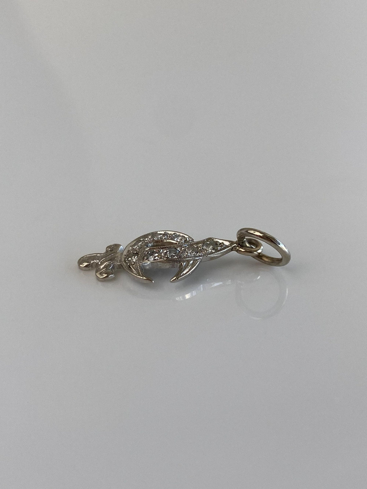 Vintage Solid 14k White Gold Diamonds Freemason Charm