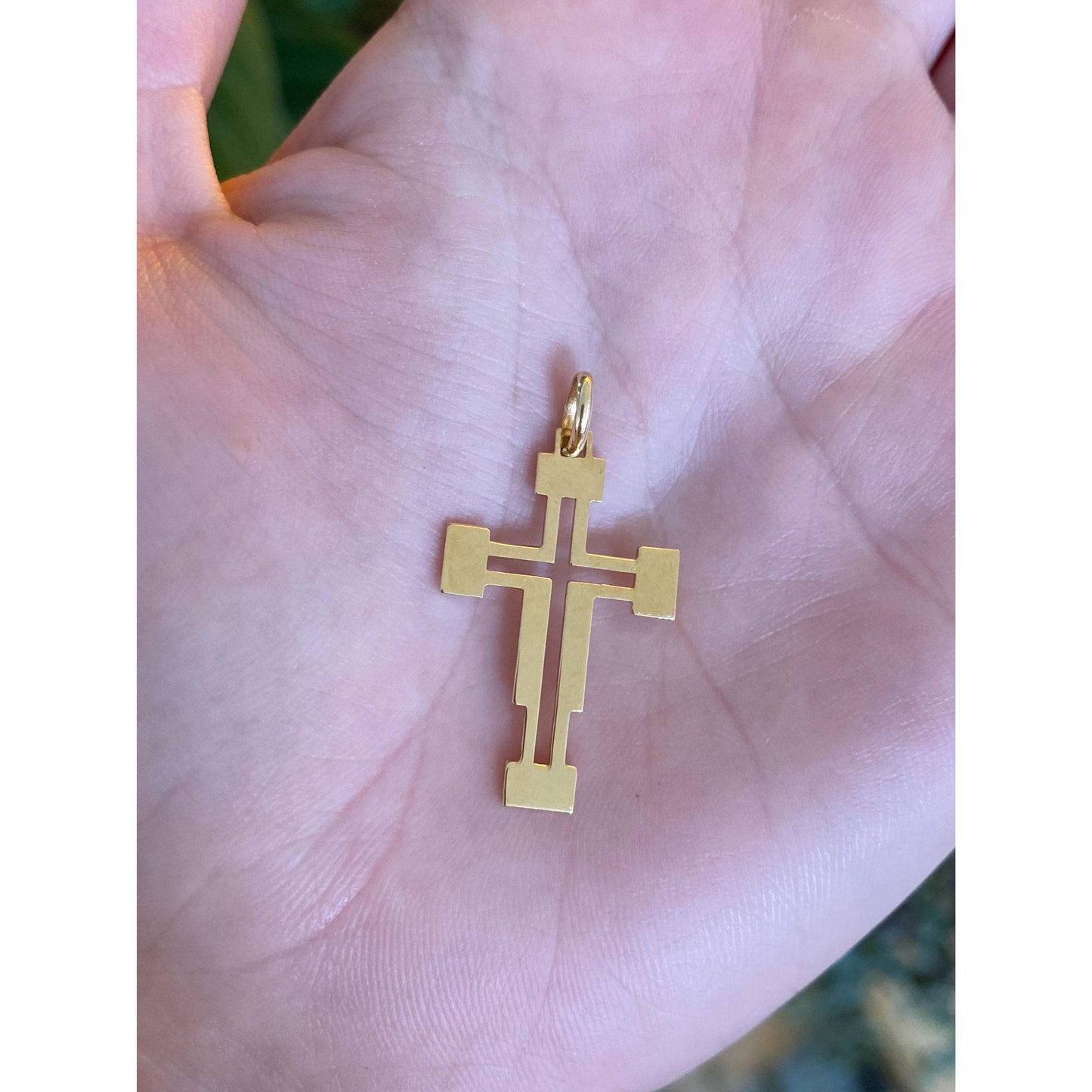 Vintage Solid 18k Yellow Gold Cross Charm