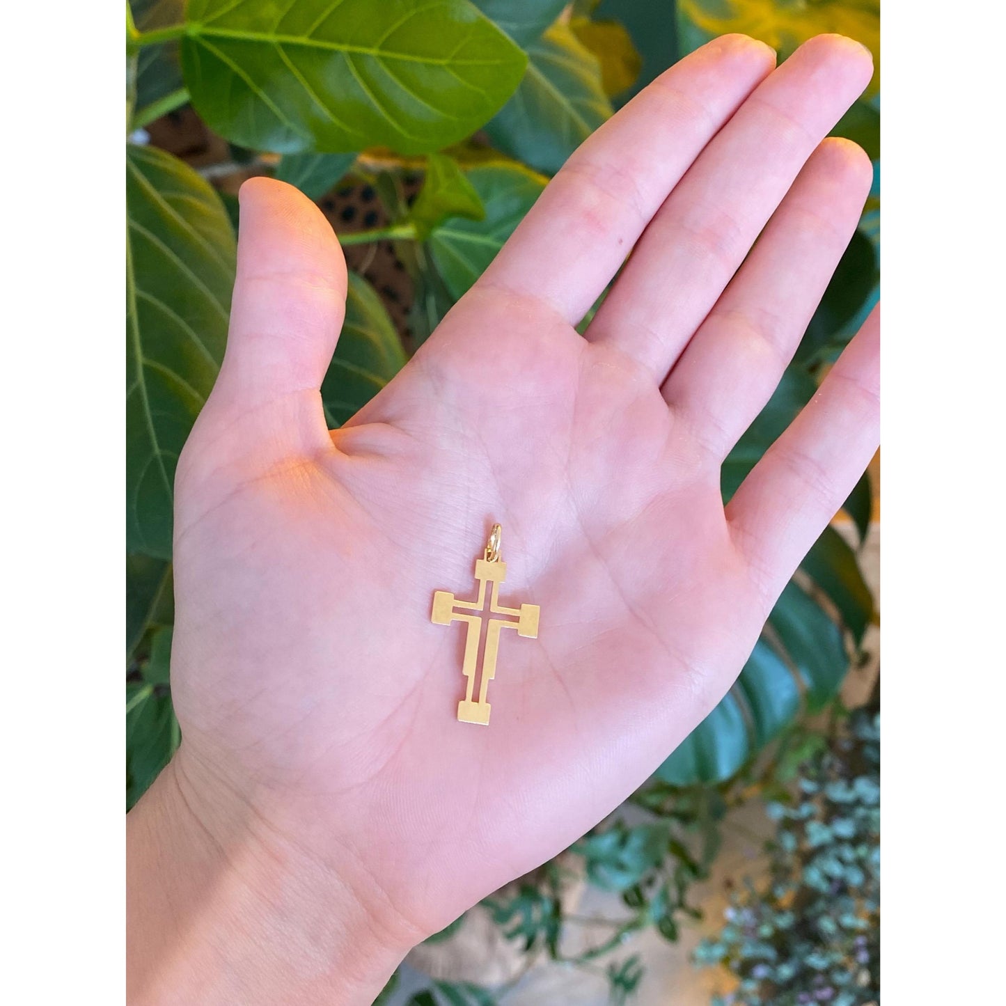 Vintage Solid 18k Yellow Gold Cross Charm