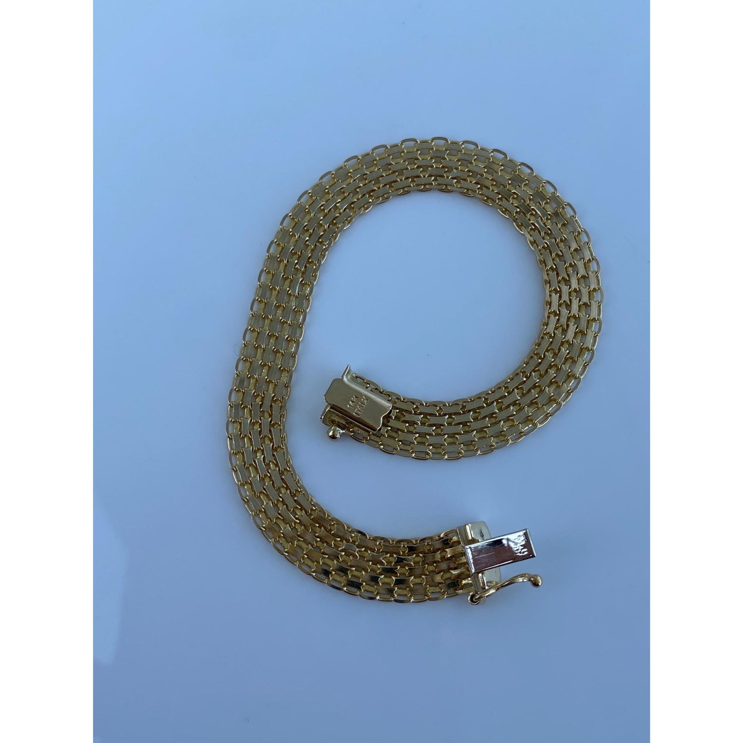 Vintage Solid 14k Yellow Gold Bismark Chain Bracelet - 7 inches