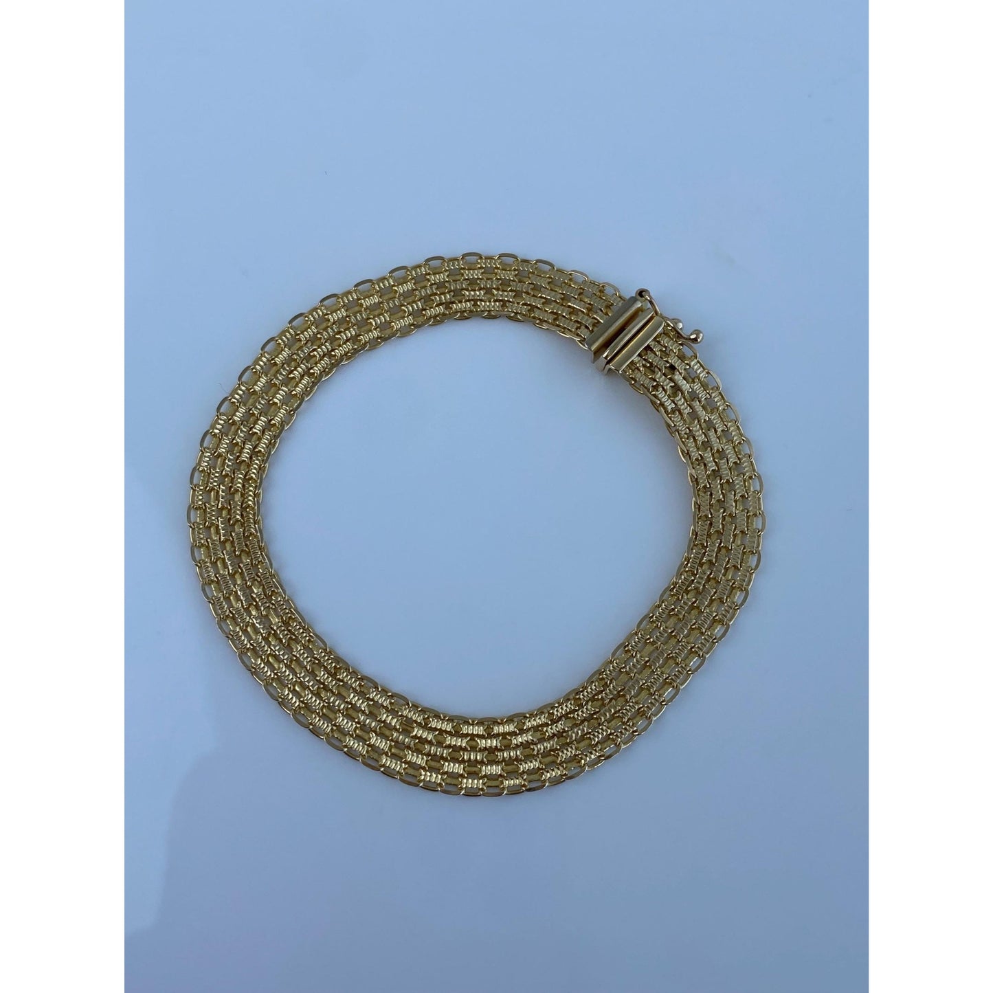 Vintage Solid 14k Yellow Gold Bismark Chain Bracelet - 7 inches