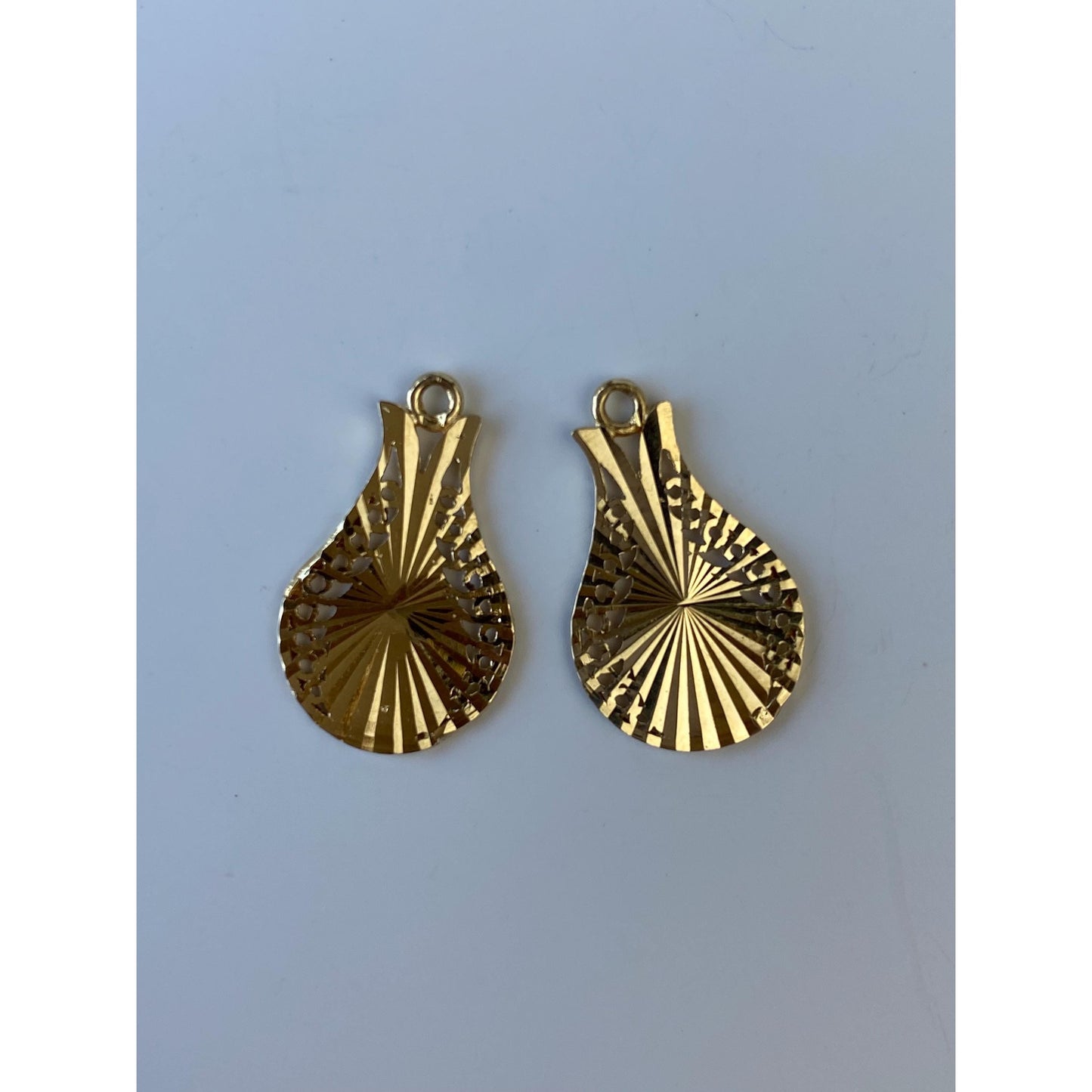 Vintage Solid 14k Yellow Gold Diamond Cut Heart Earring Jackets