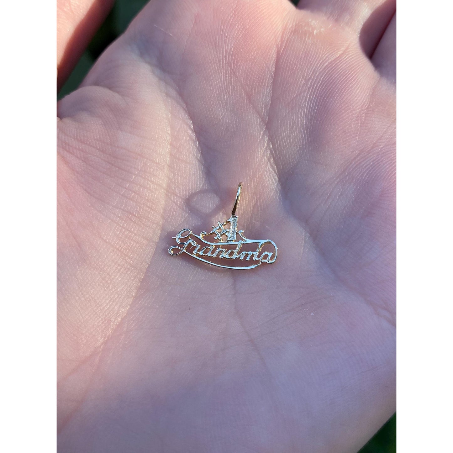 Vintage Solid 14k Yellow Gold '#1 Grandma' Charm