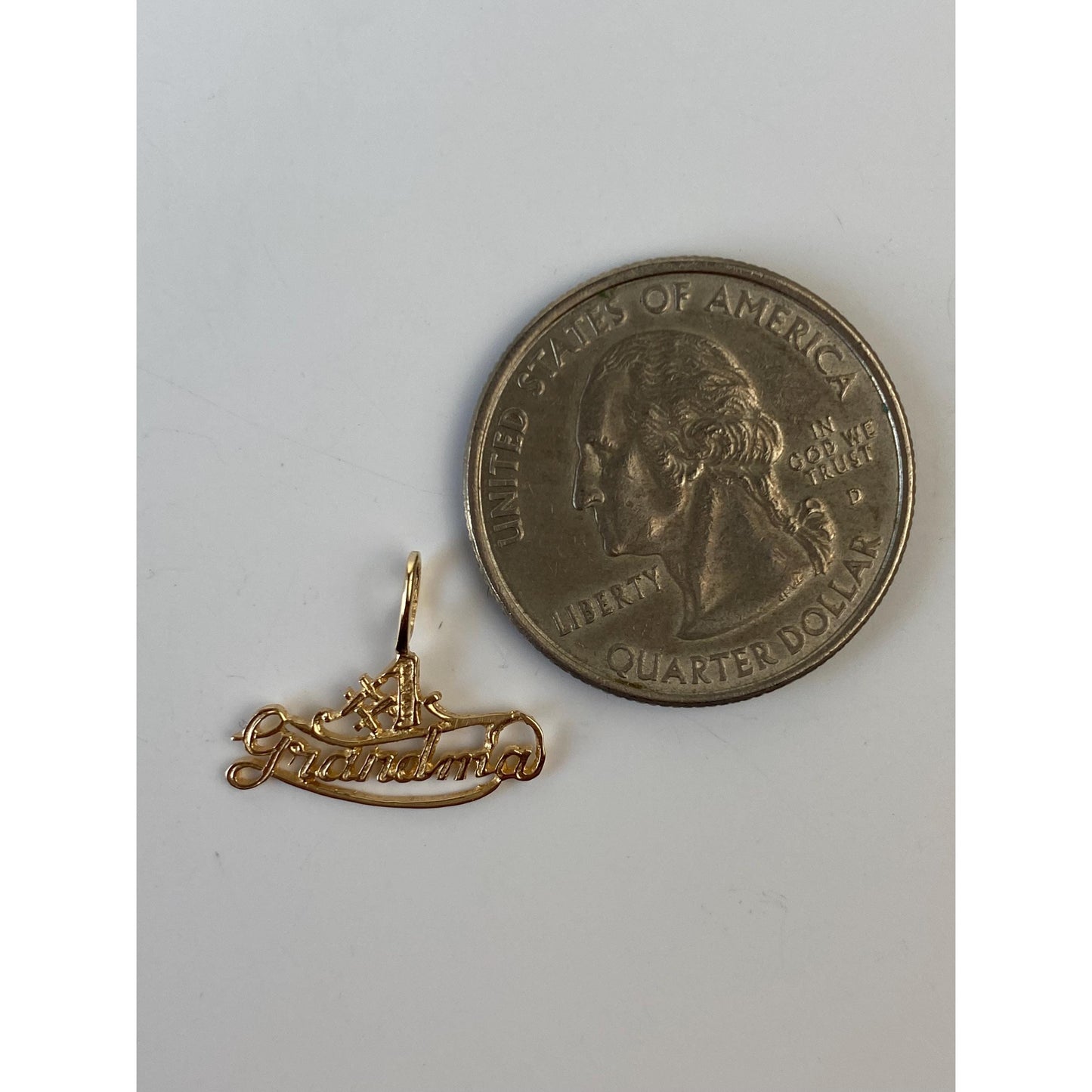 Vintage Solid 14k Yellow Gold '#1 Grandma' Charm