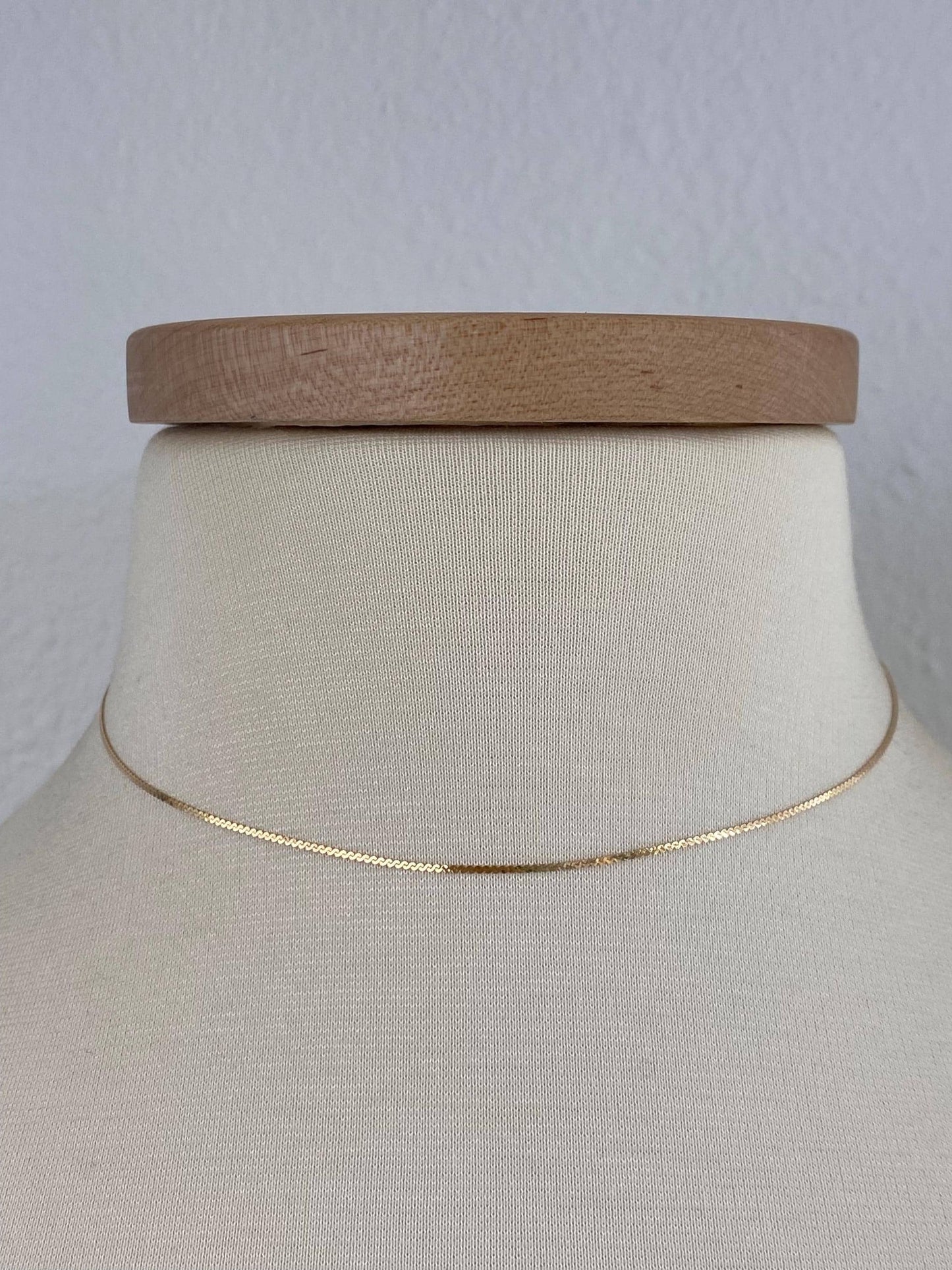 Vintage Solid 14k Yellow Gold Serpentine Chain Necklace - 15 inches