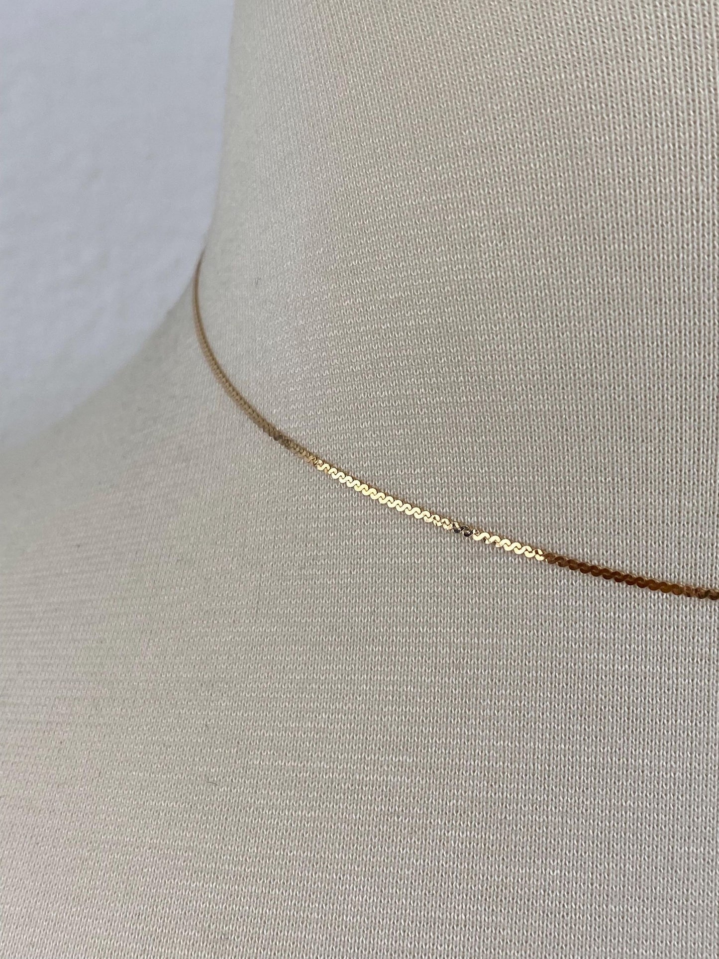 Vintage Solid 14k Yellow Gold Serpentine Chain Necklace - 15 inches