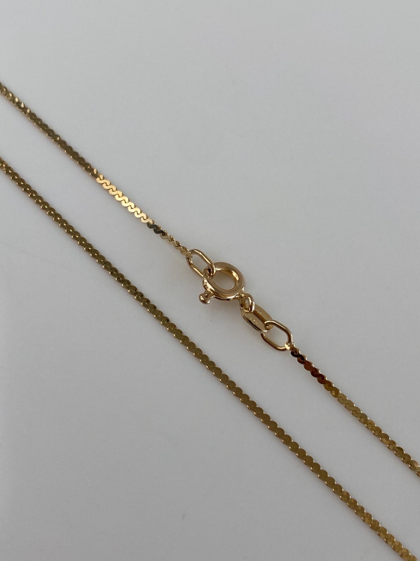 Vintage Solid 14k Yellow Gold Serpentine Chain Necklace - 15 inches