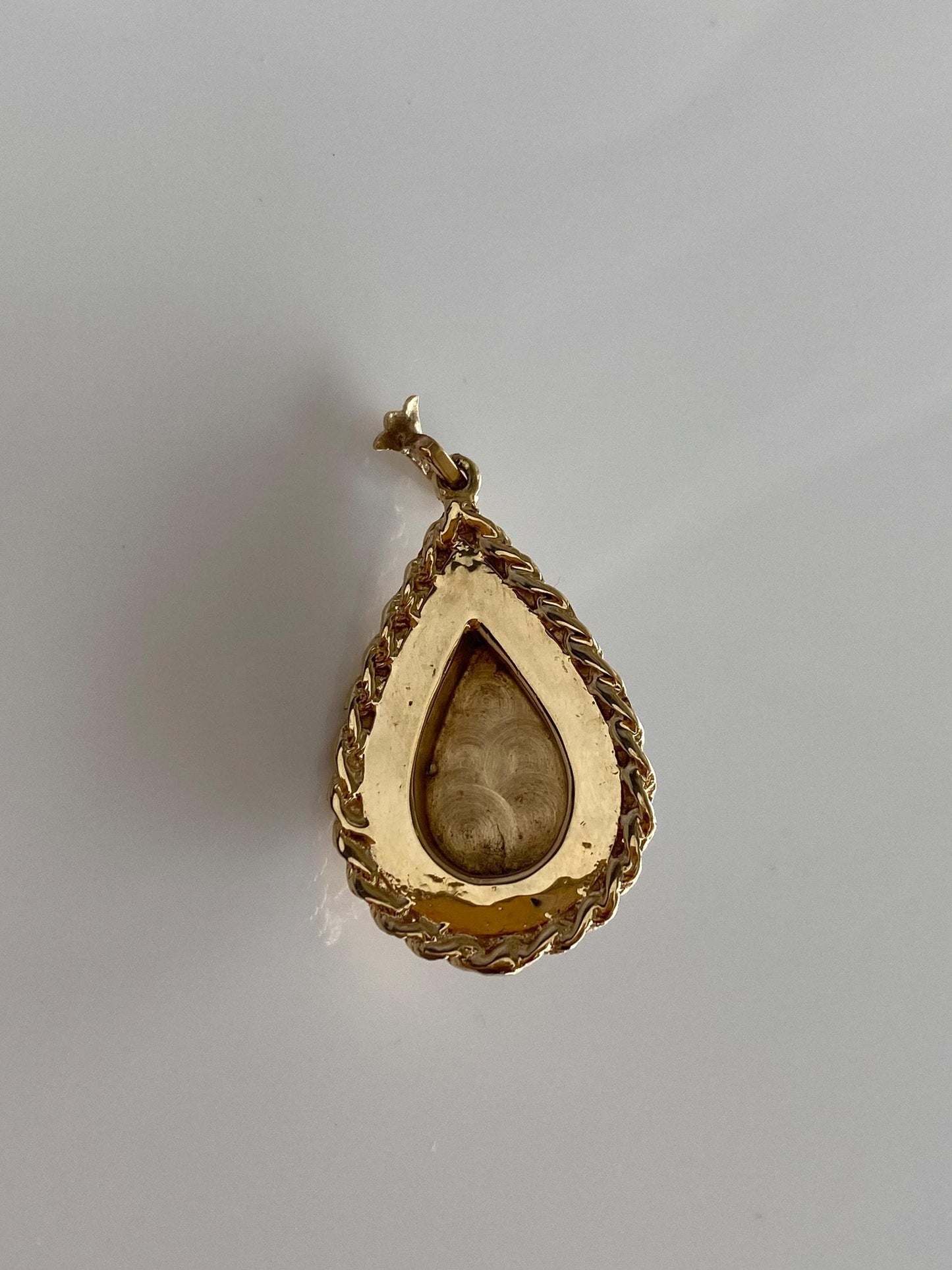 Vintage Solid 14k Yellow Gold Amethyst Cabochon Pearl Halo Teardrop Charm