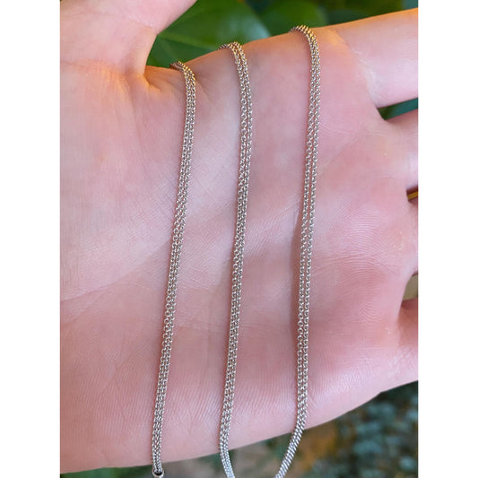 Solid 14k White Gold Double Strand Tight Rolo Chain Necklace - 18.25 inches