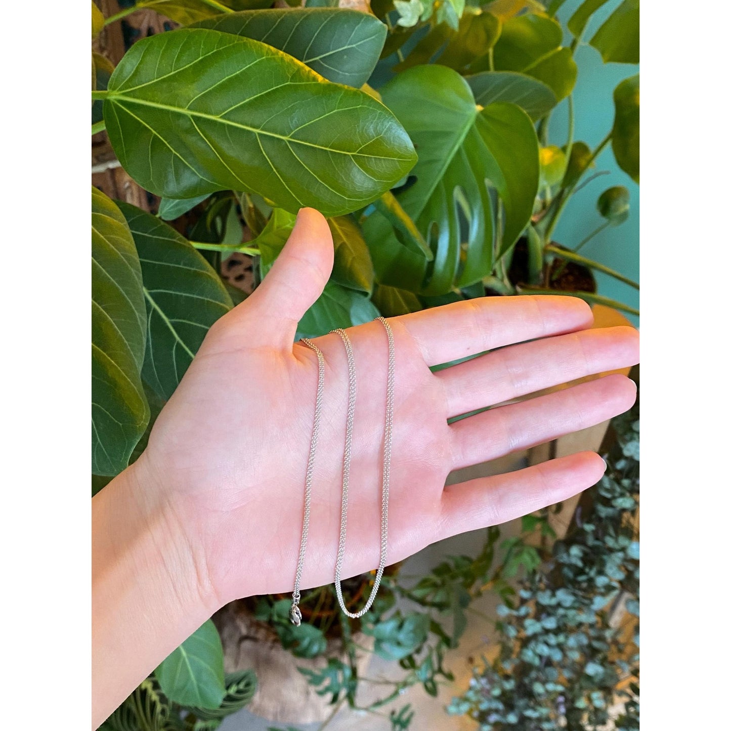 Solid 14k White Gold Double Strand Tight Rolo Chain Necklace - 18.25 inches