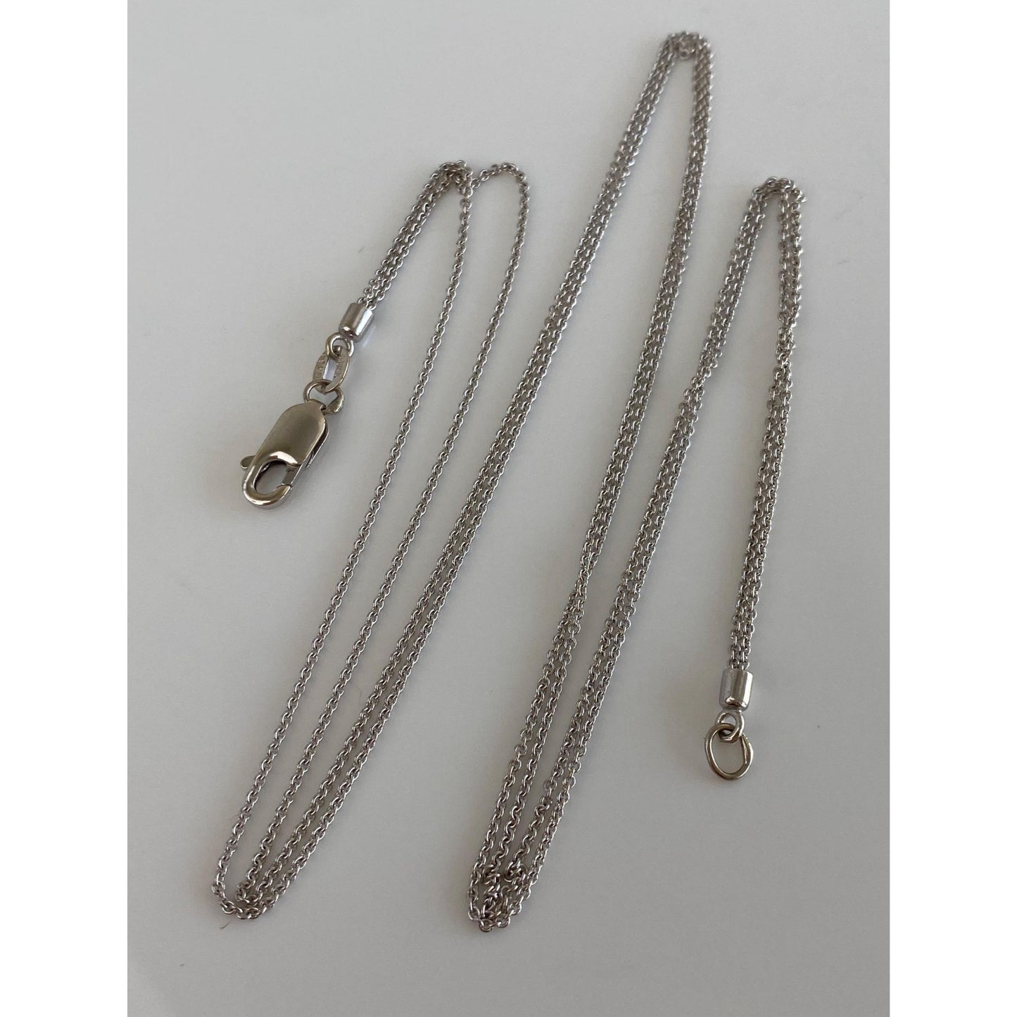 Solid 14k White Gold Double Strand Tight Rolo Chain Necklace - 18.25 inches